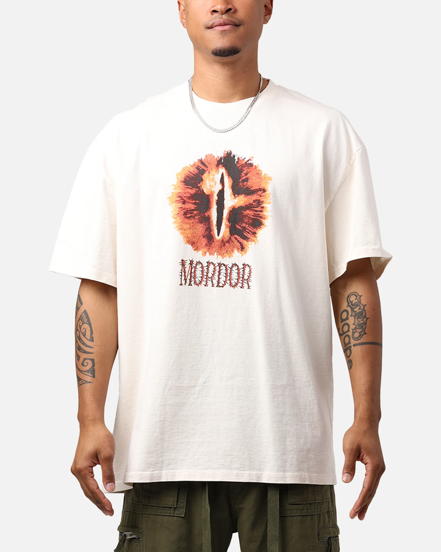 American Thrift X Lord Of The Rings Mordor Heavyweight T-Shirt Off White - Image 2