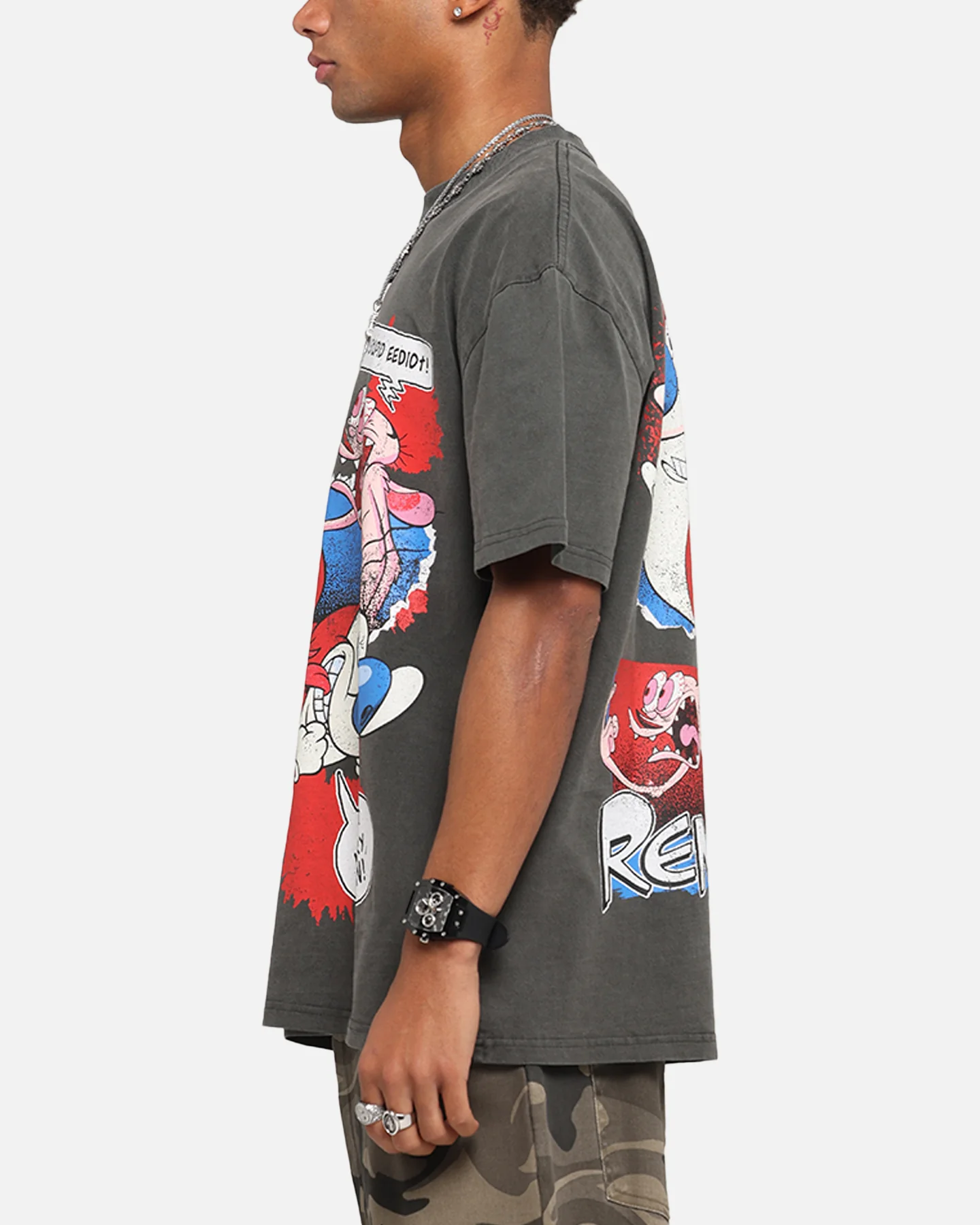 American Thrift X Nickelodeon Ren And Stimpy Heavy T-Shirt Black Wash - Image 6