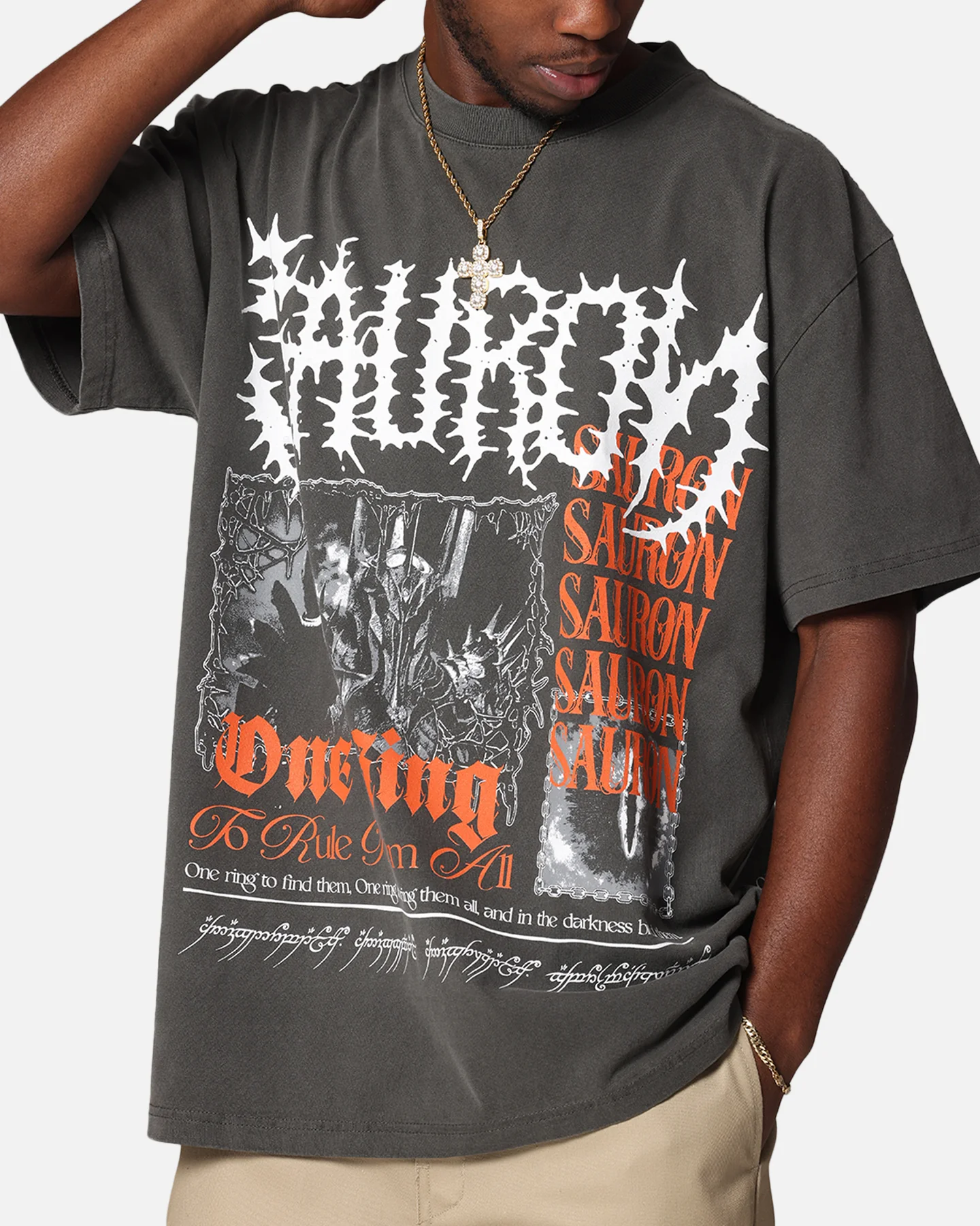 American Thrift X The Lord Of The Rings Sauron Heavy T-Shirt Black Wash - Image 7