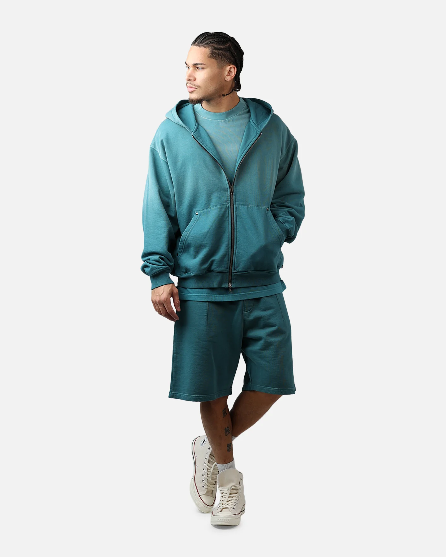American Thrift Zip Hoodie Washed Teal - Image 3