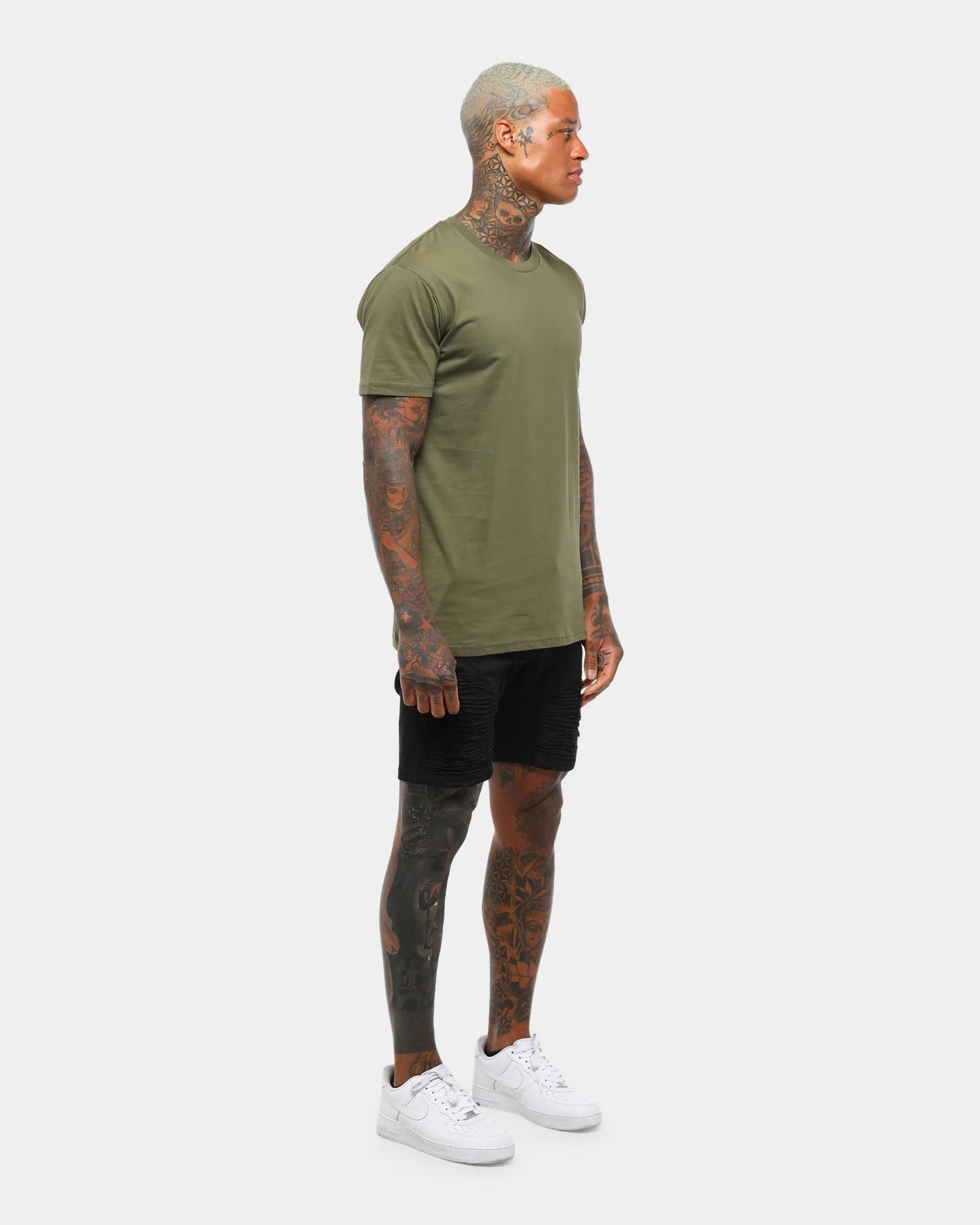 AS Colour Plain Staple T-Shirt Army Green - Image 6