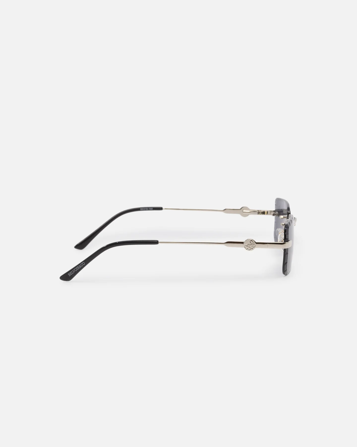 Belvoir & Co Diamond Cut Hampton Sunglasses Black/Silver - Image 4