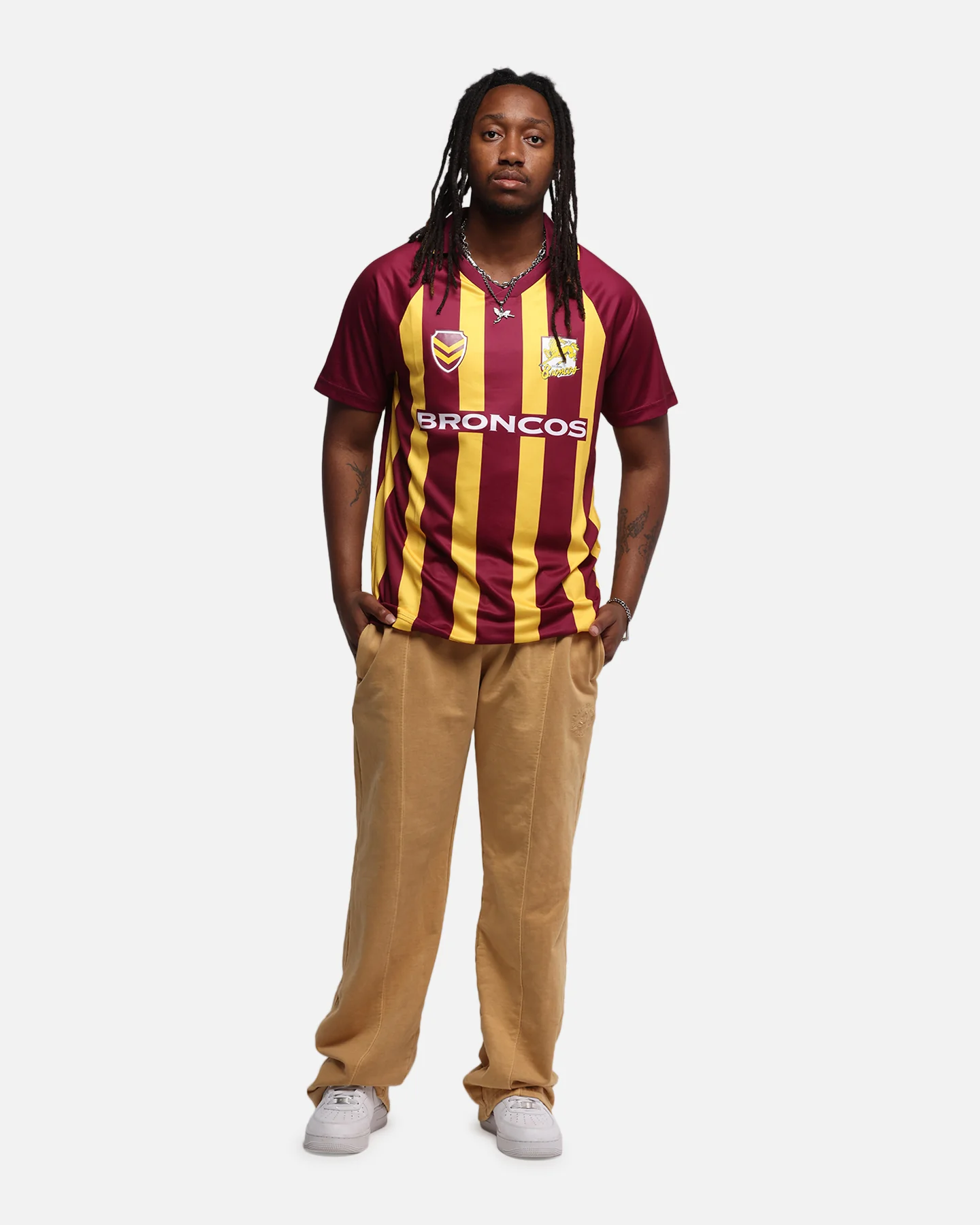 Bleacher Athletic Brisbane Broncos NRL 1908 Collared T-Shirt Official Team Colour - Image 2