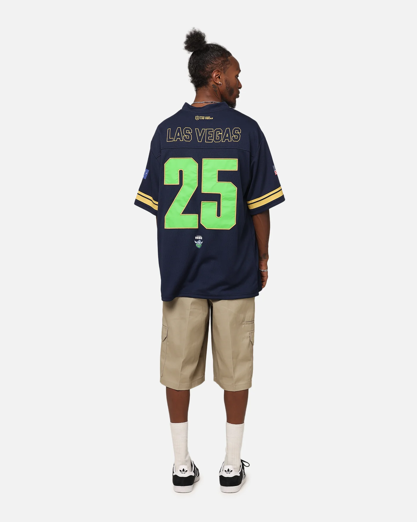 Bleacher Athletic Canberra Raiders NRL 2025 Las Vegas Round Grid Iron T-Shirt Official Team Colour - Image 4
