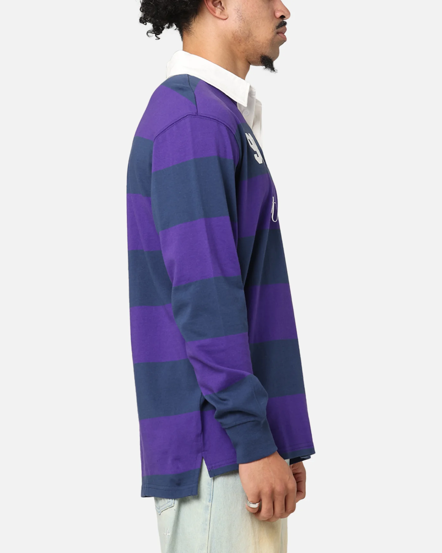 Bleacher Athletic Melbourne Storm NRL Stripe Rugby Polo Shirt Official Team Colour - Image 4