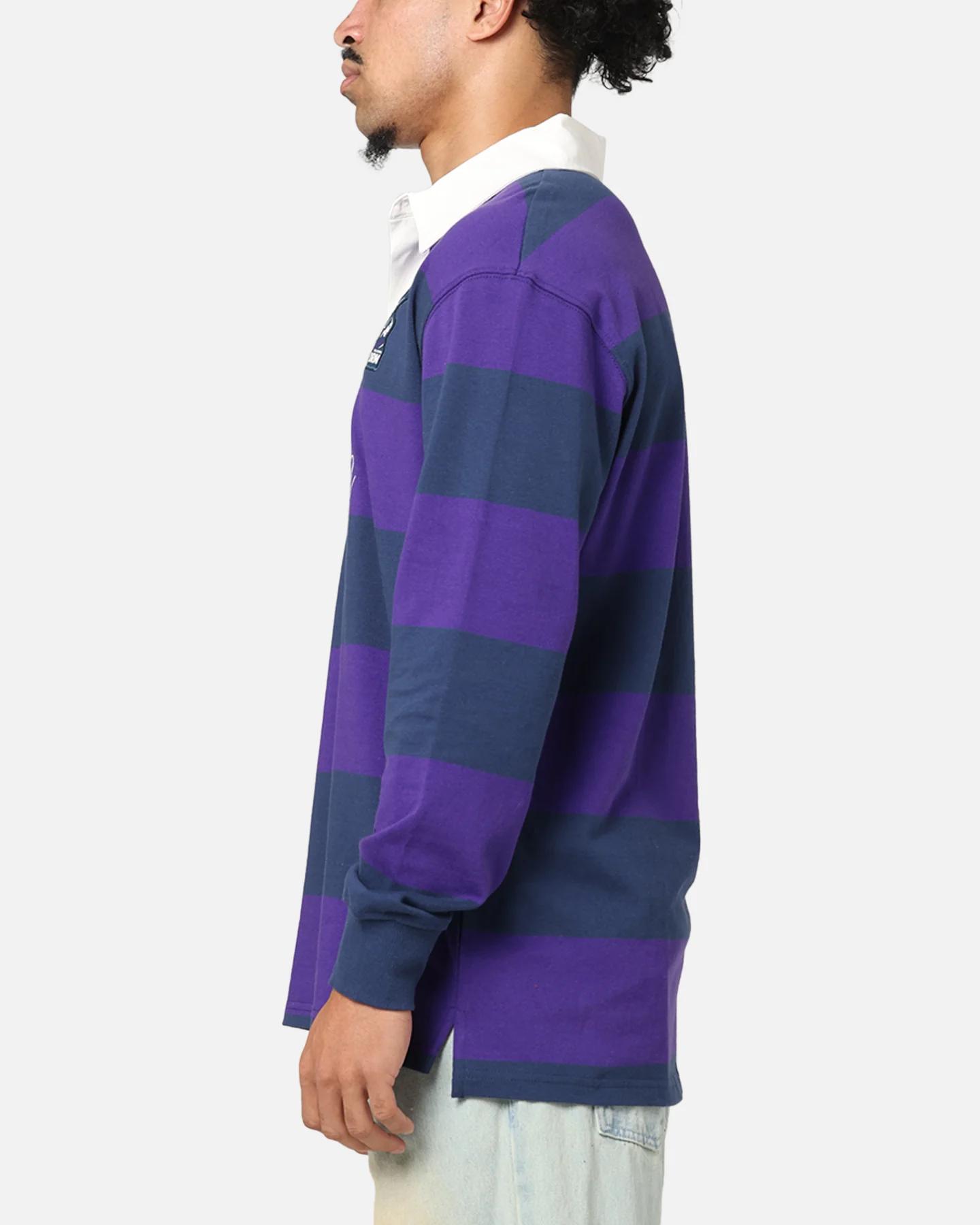 Bleacher Athletic Melbourne Storm NRL Stripe Rugby Polo Shirt Official Team Colour - Image 5