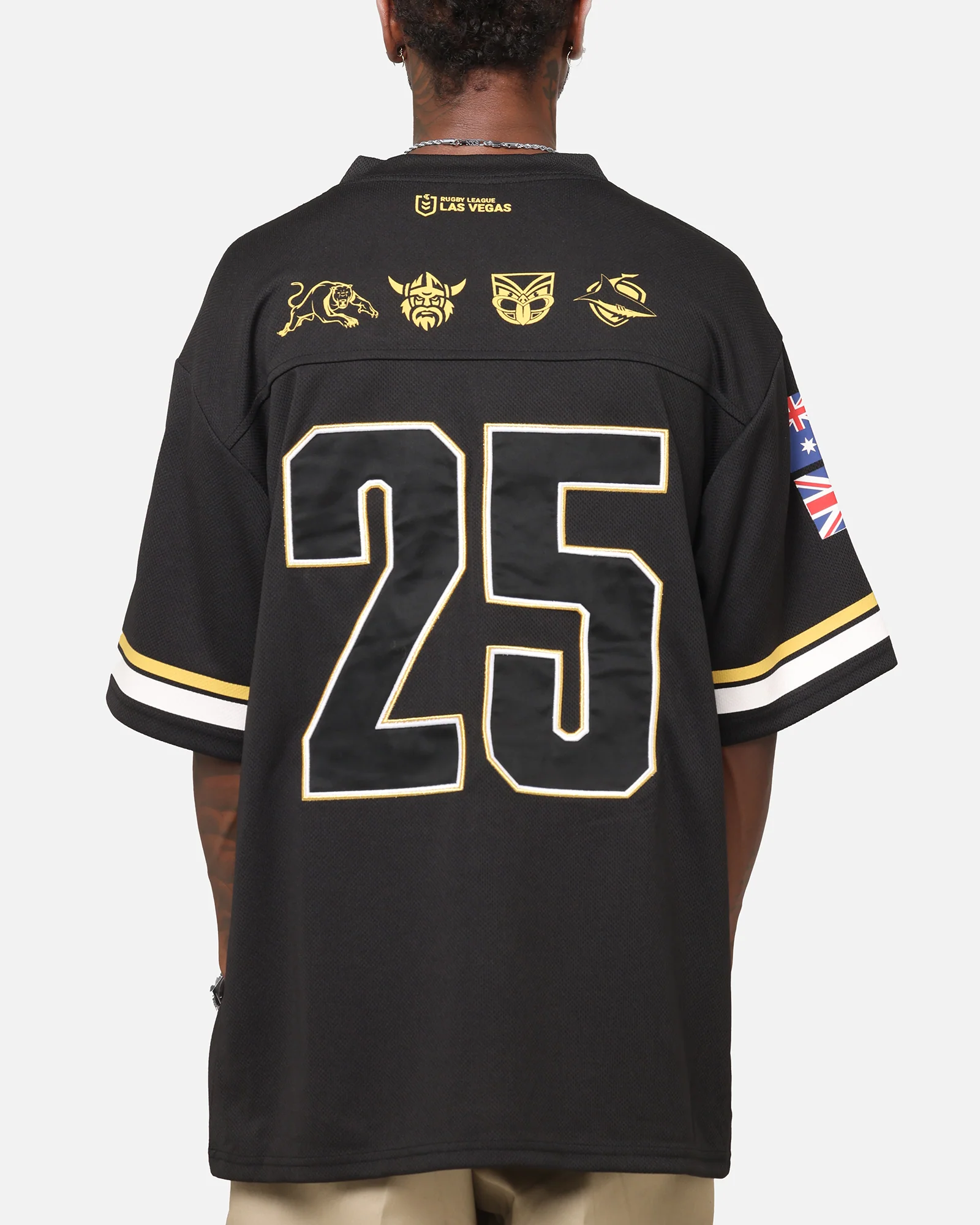 Bleacher Athletic NRL 2025 Las Vegas Round Grid Iron T-Shirt Black - Image 2