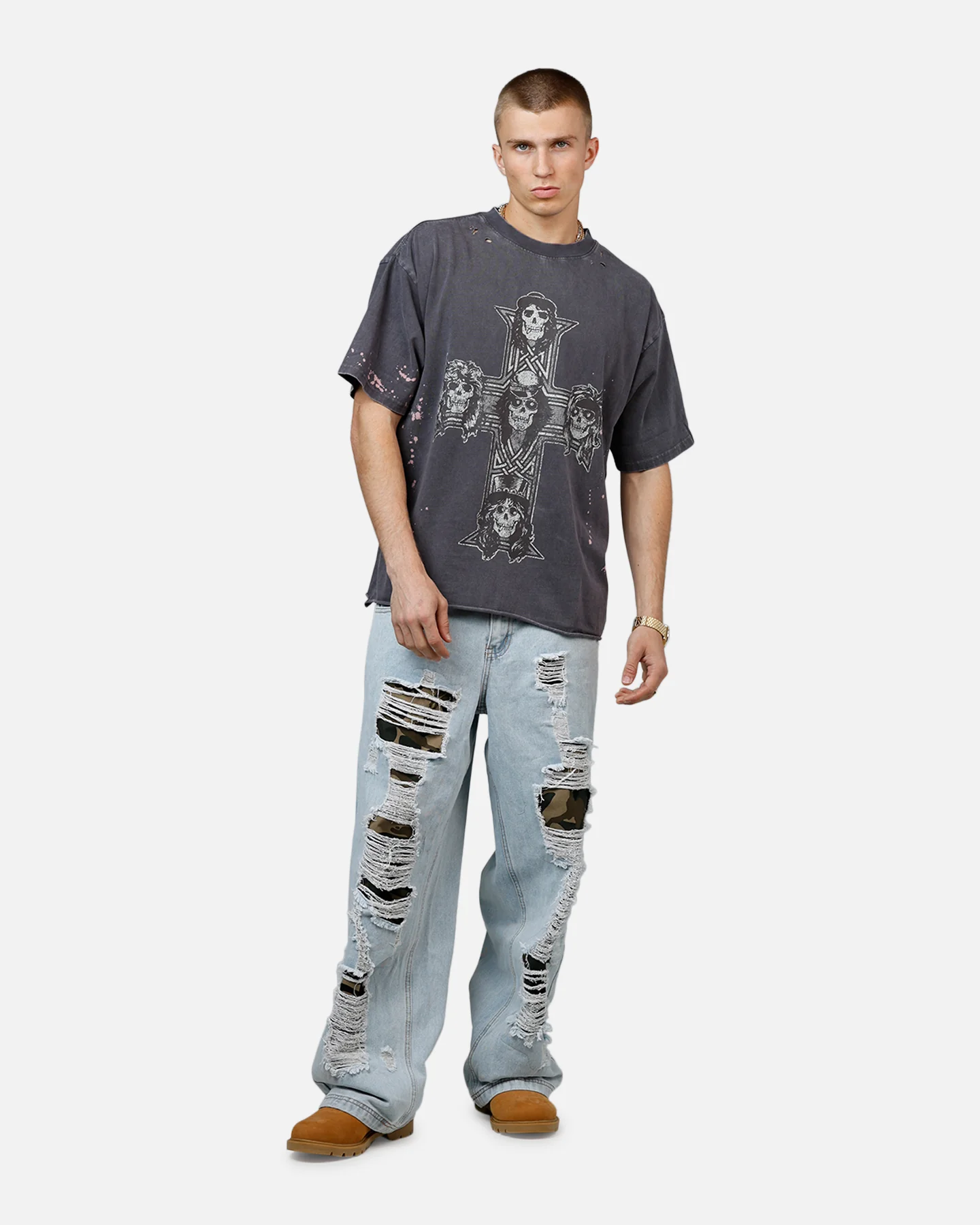 Bravado Guns N Roses Cross T-Shirt Washed Black - Image 2