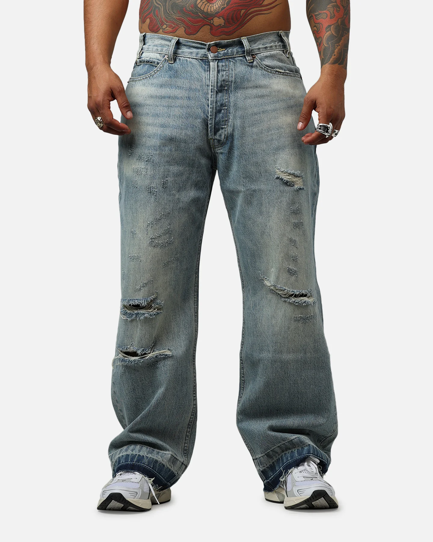 Bravest Baggy Denim Jeans Light Blue Wash - Image 6
