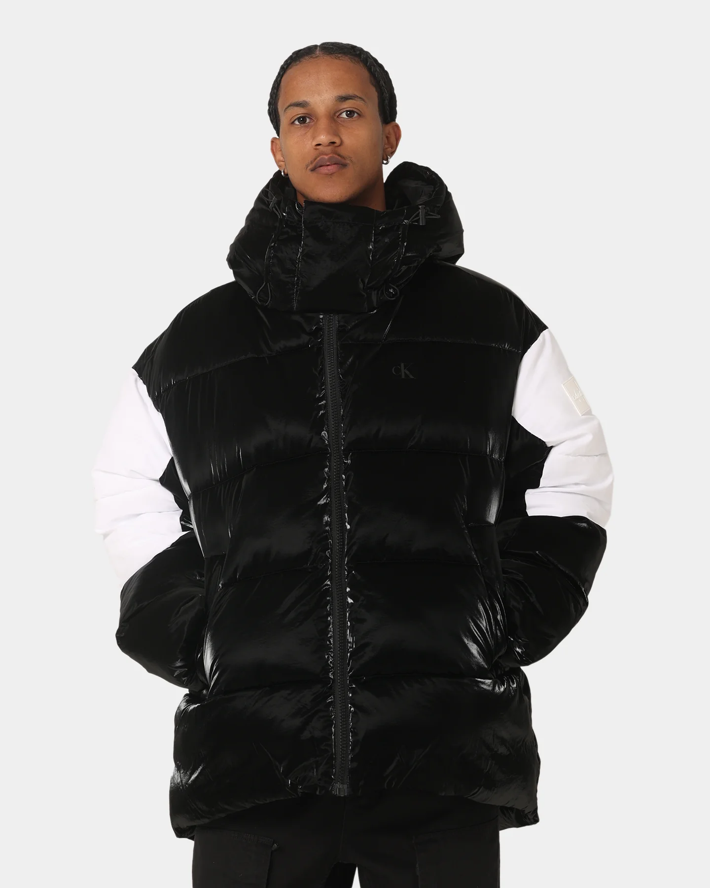 Calvin Klein Bold Logo Colourblock Puffer Jacket Ck Black/Bright White - Image 2