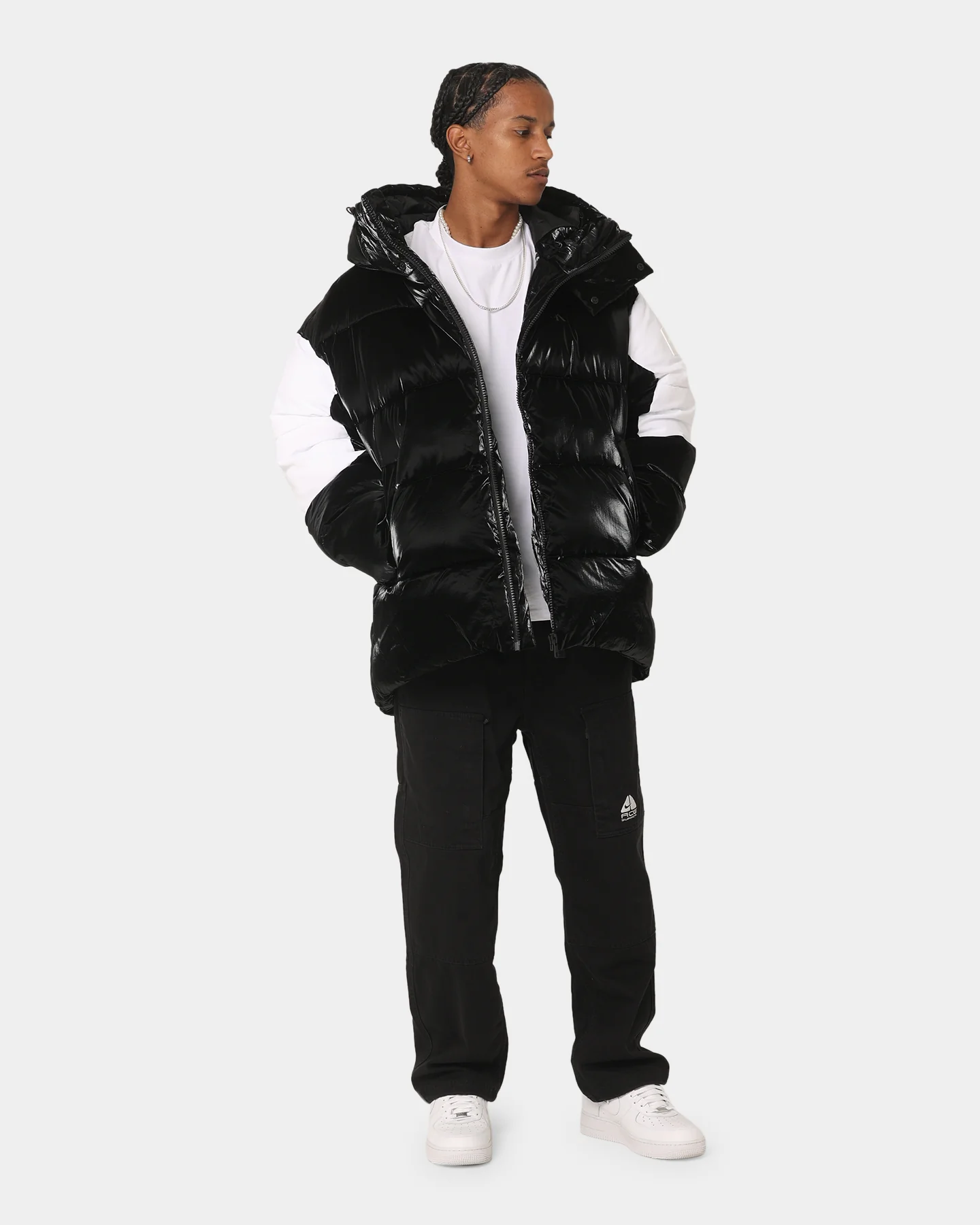 Calvin Klein Bold Logo Colourblock Puffer Jacket Ck Black/Bright White - Image 3