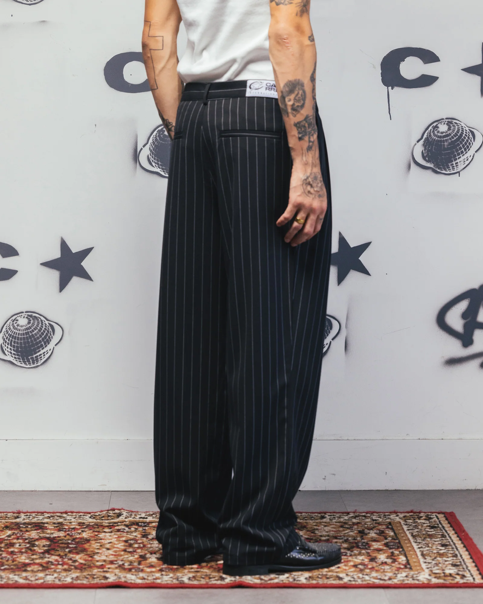Carre Atlas Wide Leg Pants Black Pinstripe - Image 5