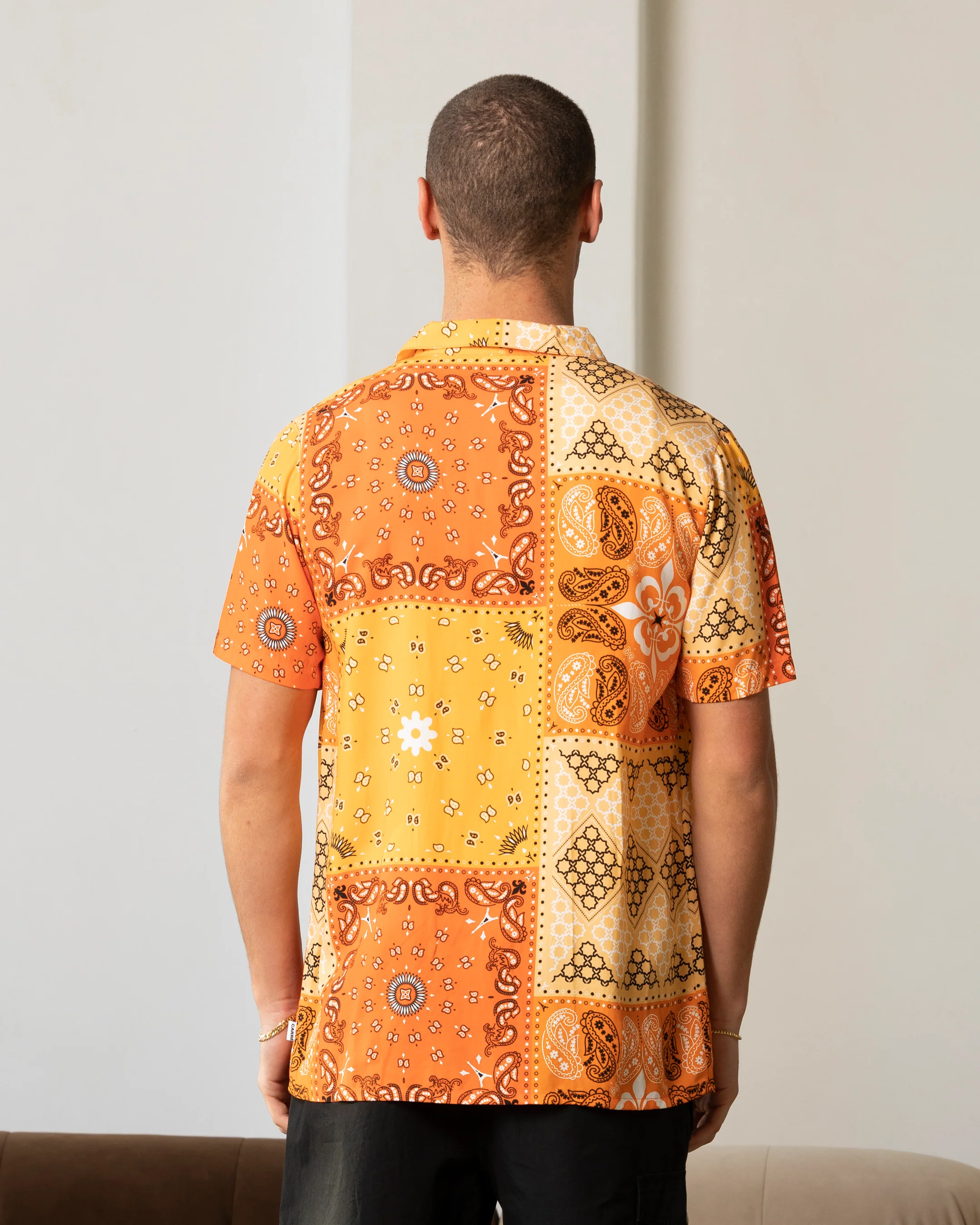 Carre Bandana Ultra Button Up Shirt Orange - Image 4