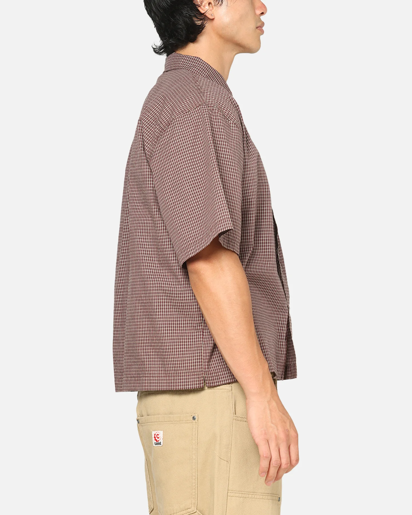 Carre Checkered Boxy Button Up Shirt Red Check - Image 4