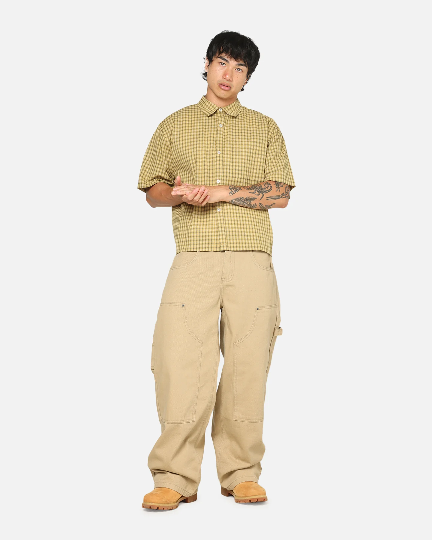 Carre Checkered Boxy Button Up Shirt Yellow Check - Image 2