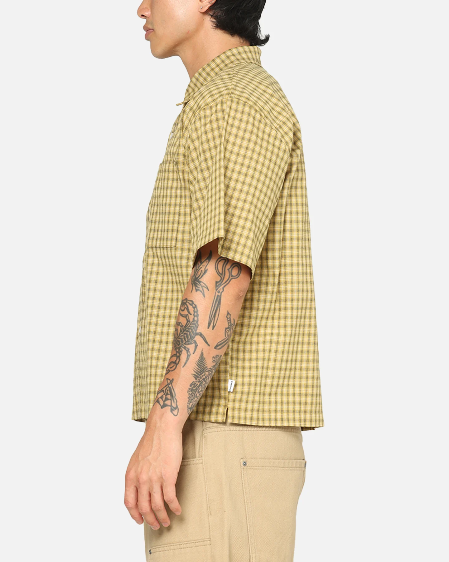 Carre Checkered Boxy Button Up Shirt Yellow Check - Image 5