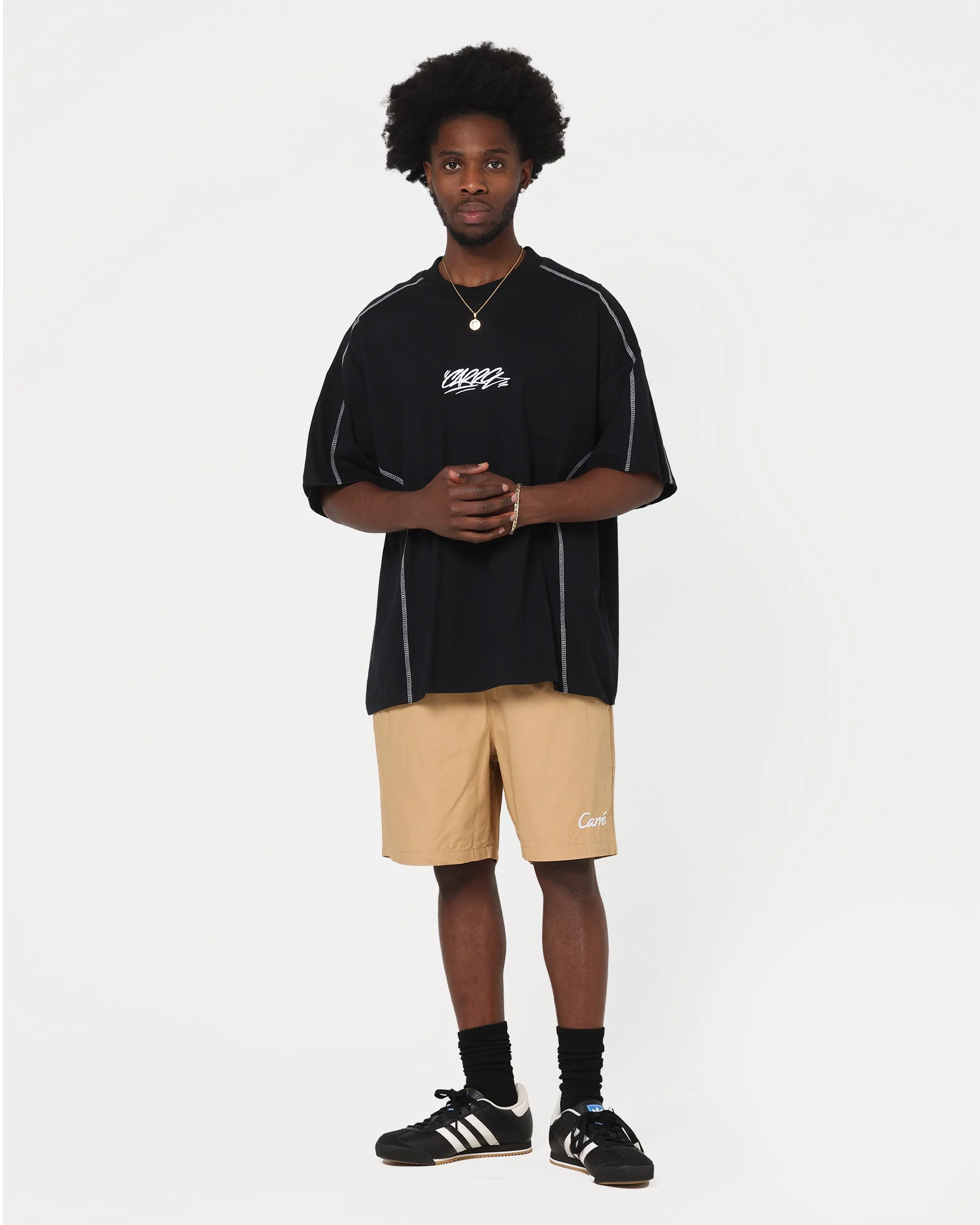 Carre Da Script Beach Shorts Tan - Image 2