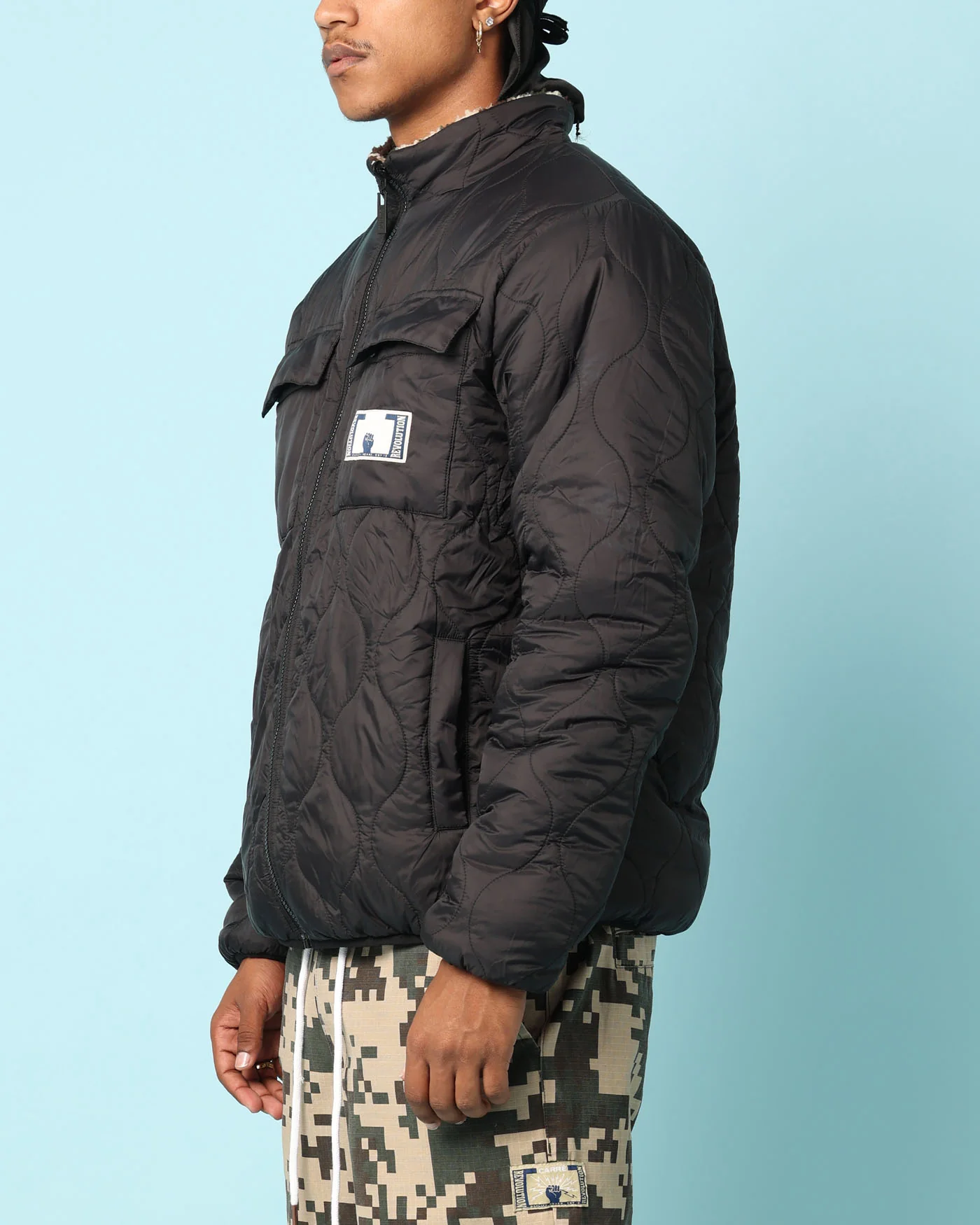Carré Digi Sherpa Reversible Jacket Black/Camo - Image 9