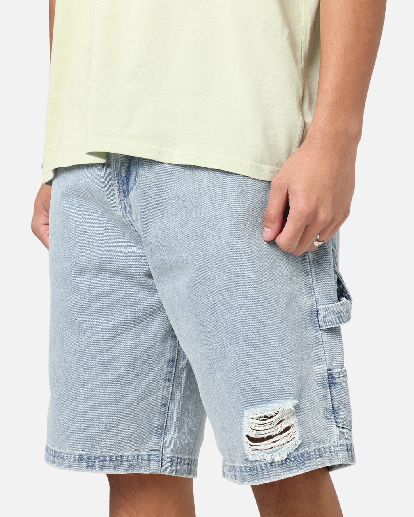 Carre Distressed Carpenter Jorts Light Blue Wash - Image 3