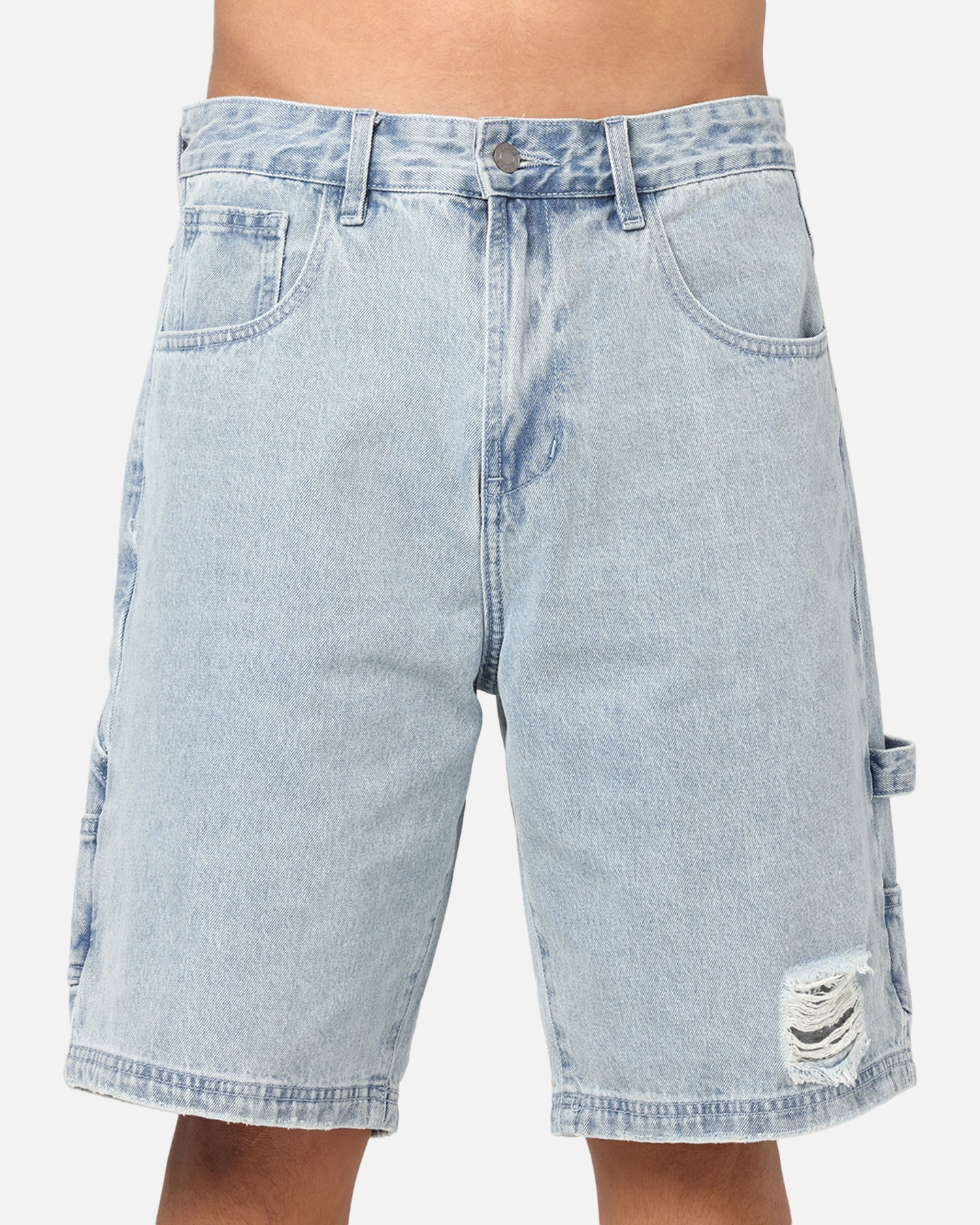 Carre Distressed Carpenter Jorts Light Blue Wash - Image 7