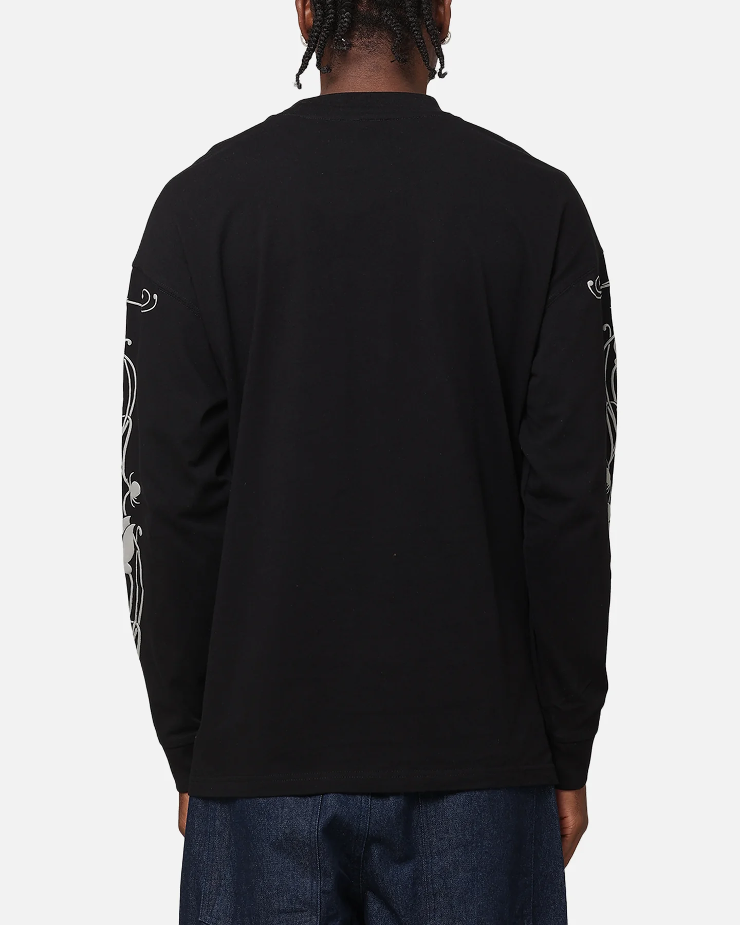 Carre Floral Oversized Long Sleeve T-Shirt Black - Image 3