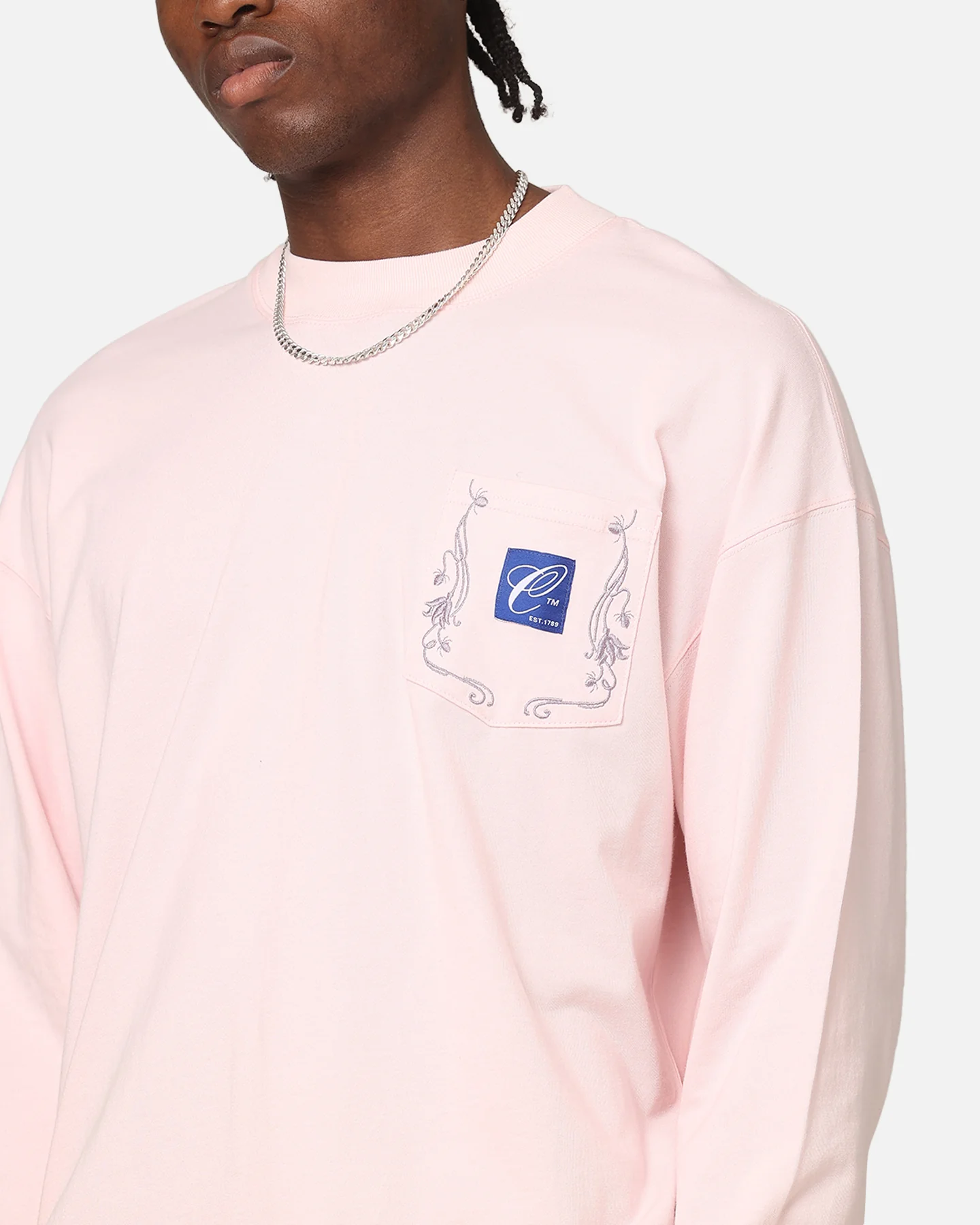 Carre Floral Pocket Oversized Long Sleeve T-Shirt Pink - Image 6