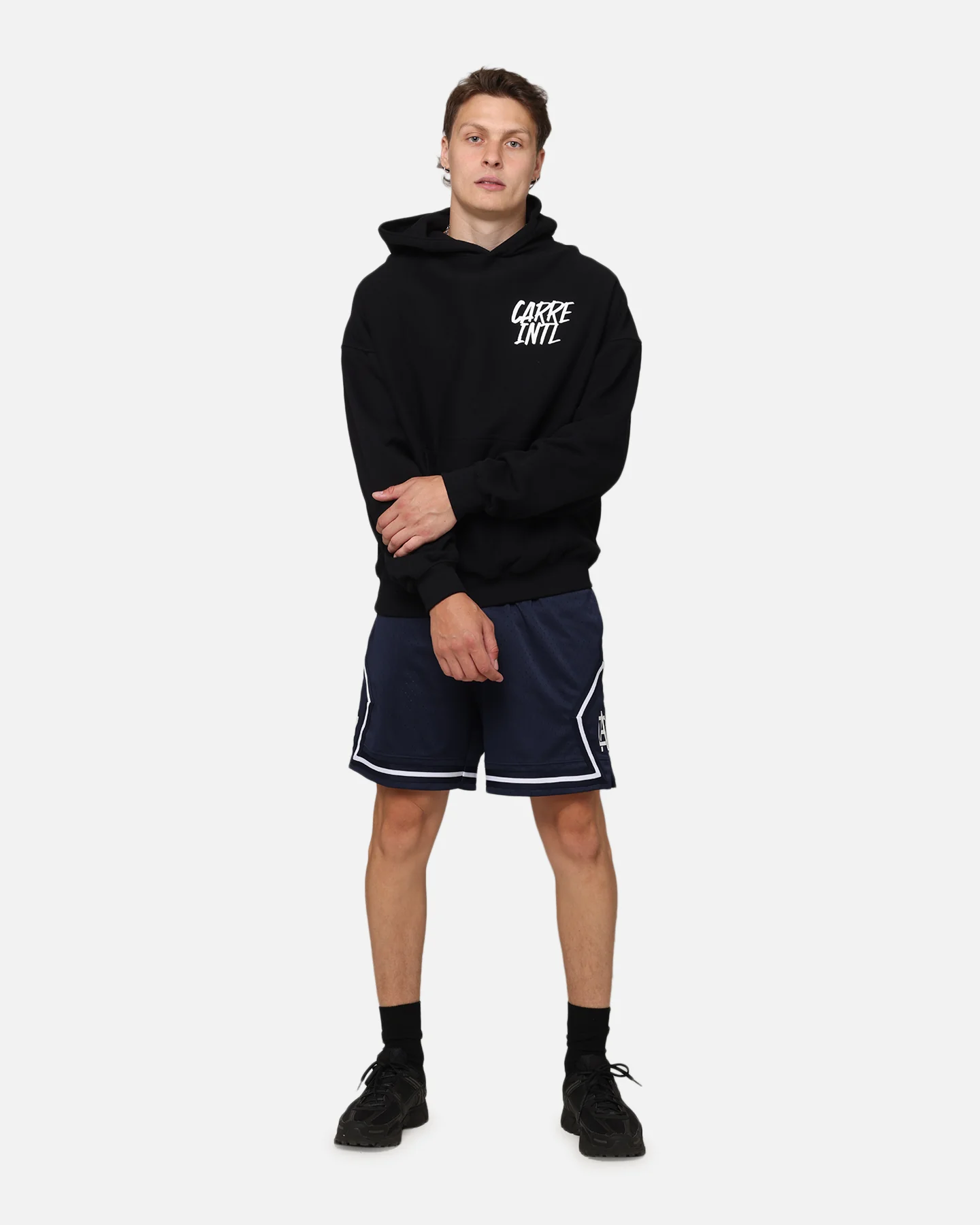 Carre Fold Mesh Basketball Shorts Navy/White - Image 2