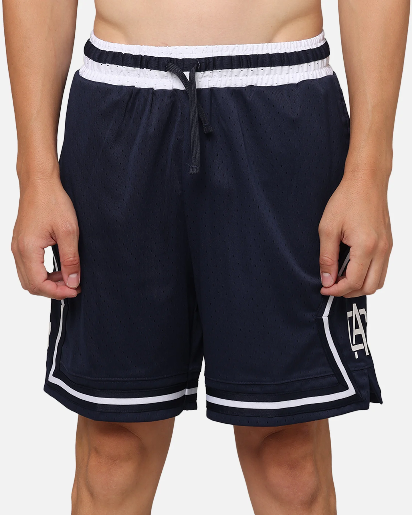 Carre Fold Mesh Basketball Shorts Navy/White - Image 7