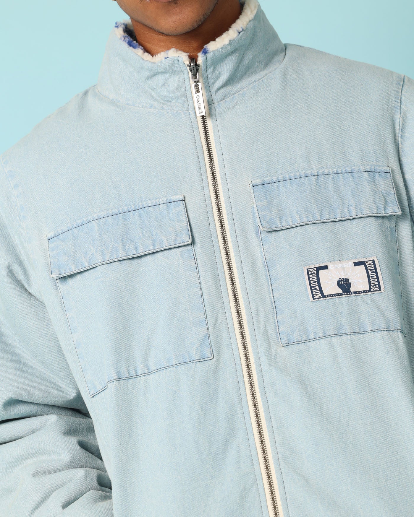 Carré Fragment Reversible Jacket Light Blue Denim - Image 11
