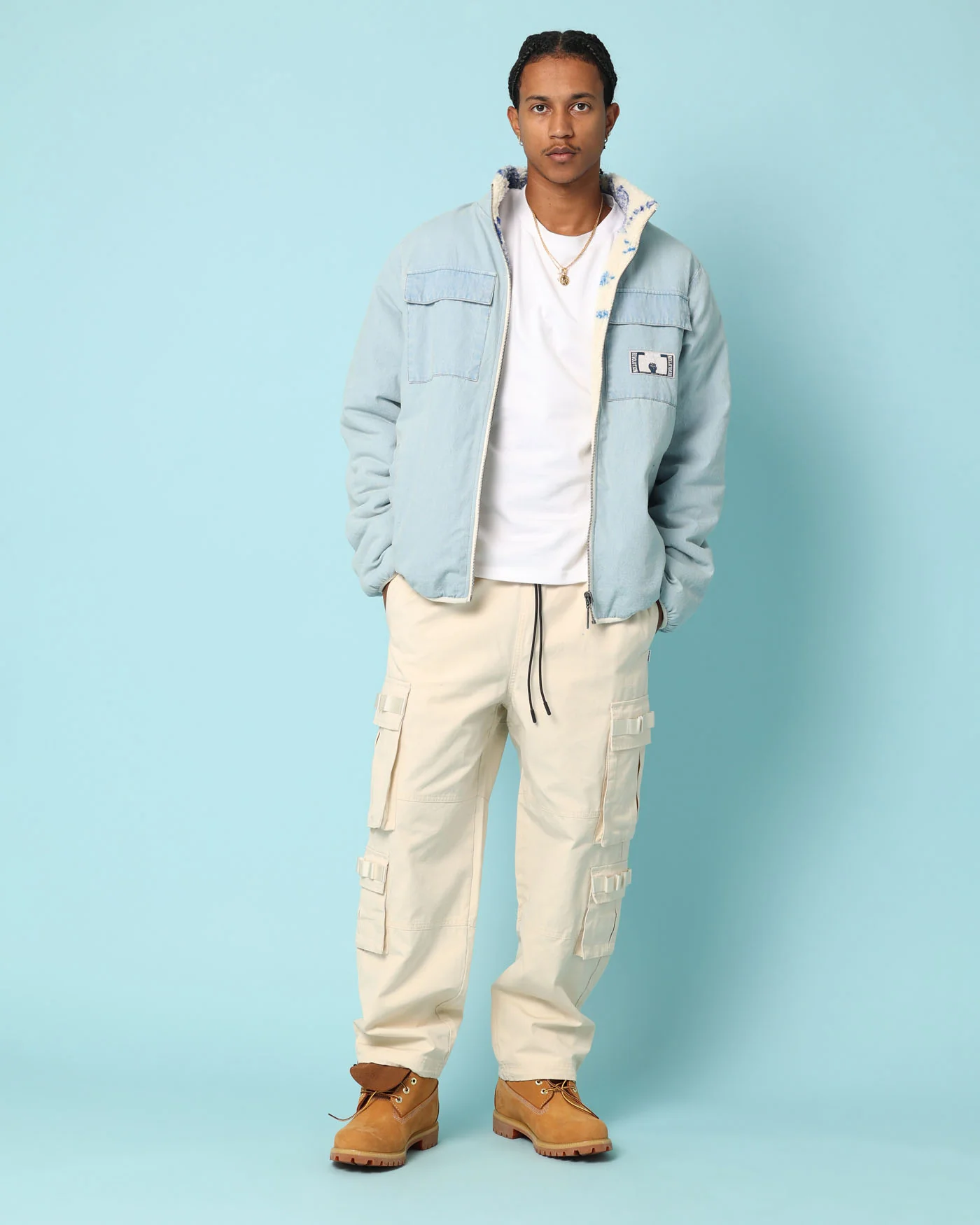 Carré Fragment Reversible Jacket Light Blue Denim - Image 3