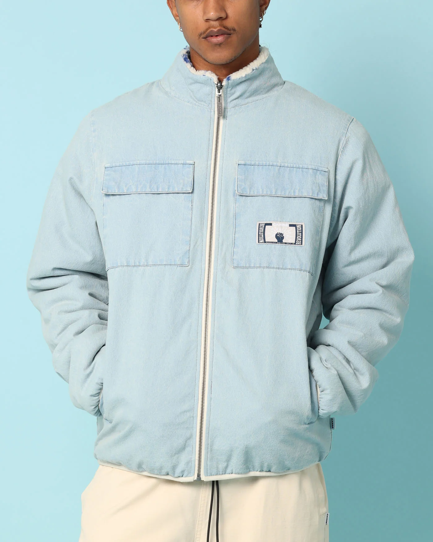 Carré Fragment Reversible Jacket Light Blue Denim - Image 5