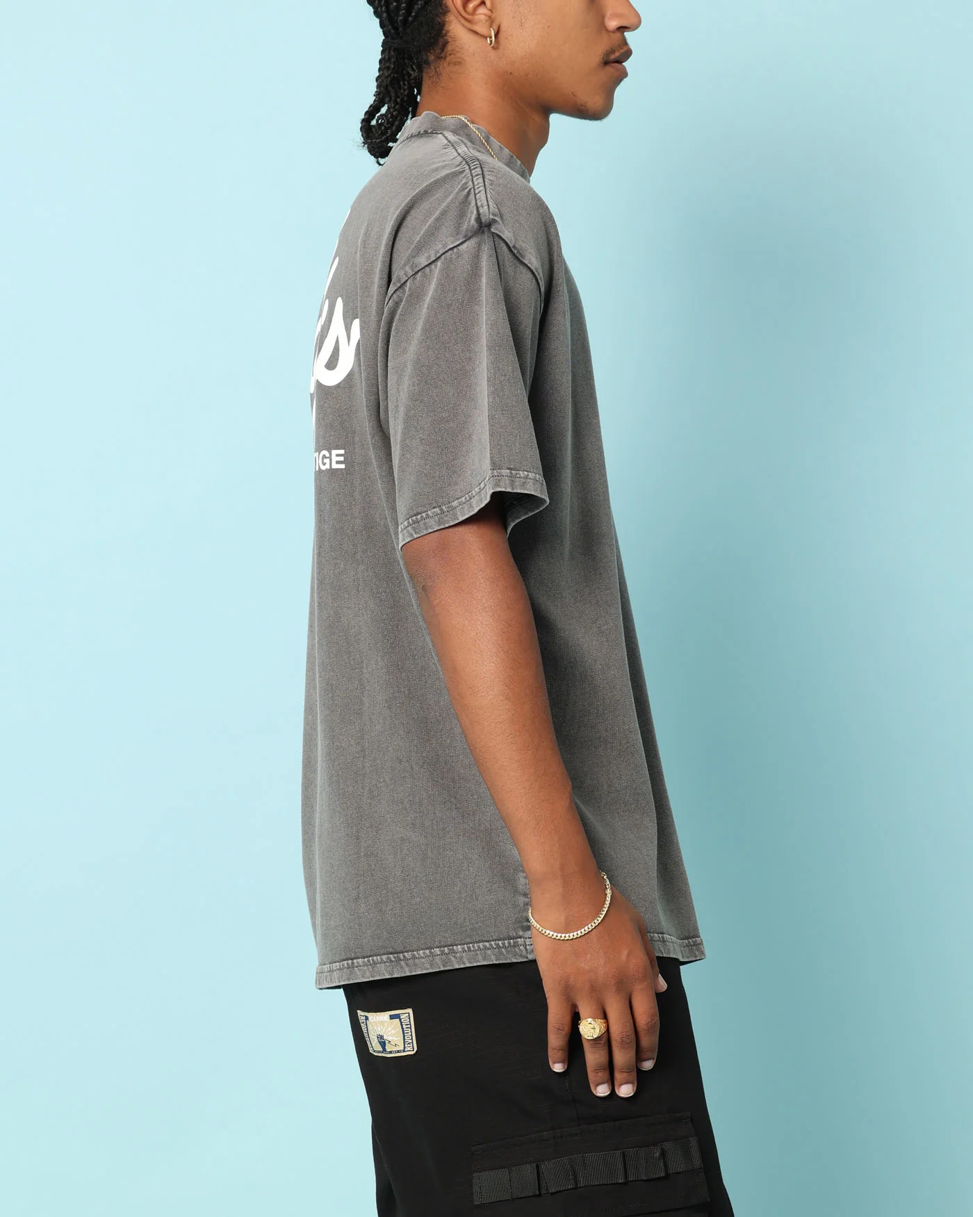 Carré Gorgeous Script Oversized T-Shirt Washed Charcoal - Image 4