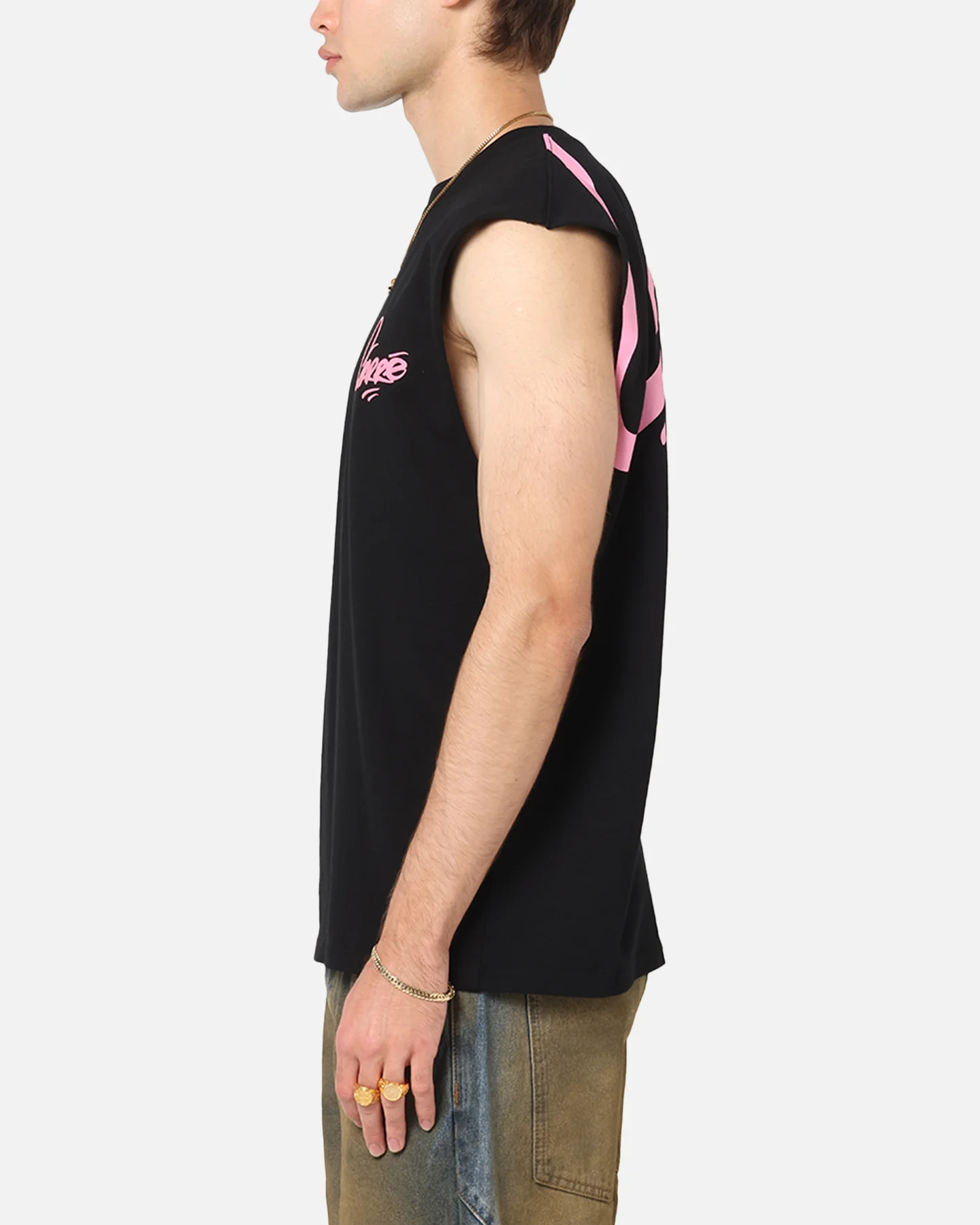 Carre Graffiti Muscle T-Shirt Black/Pink - Image 6
