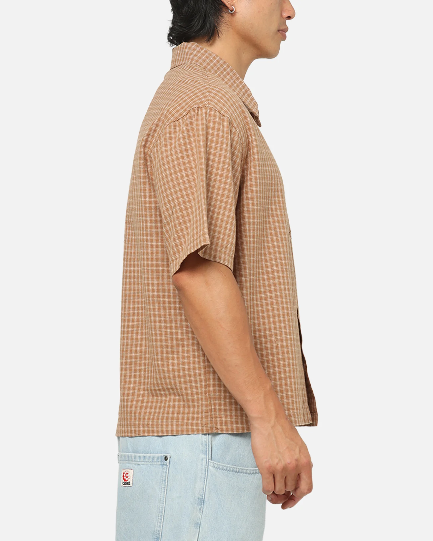 Carre Grid Button Up Shirt Brown-Plaid - Image 4