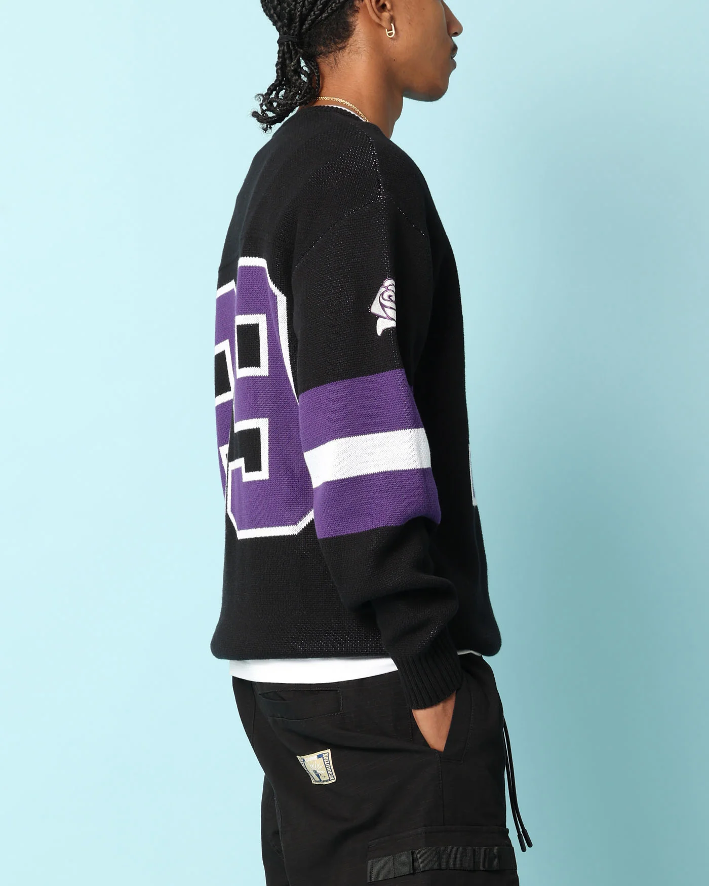 Carré Gridiron Knitted Sweater Black/Purple/White - Image 4