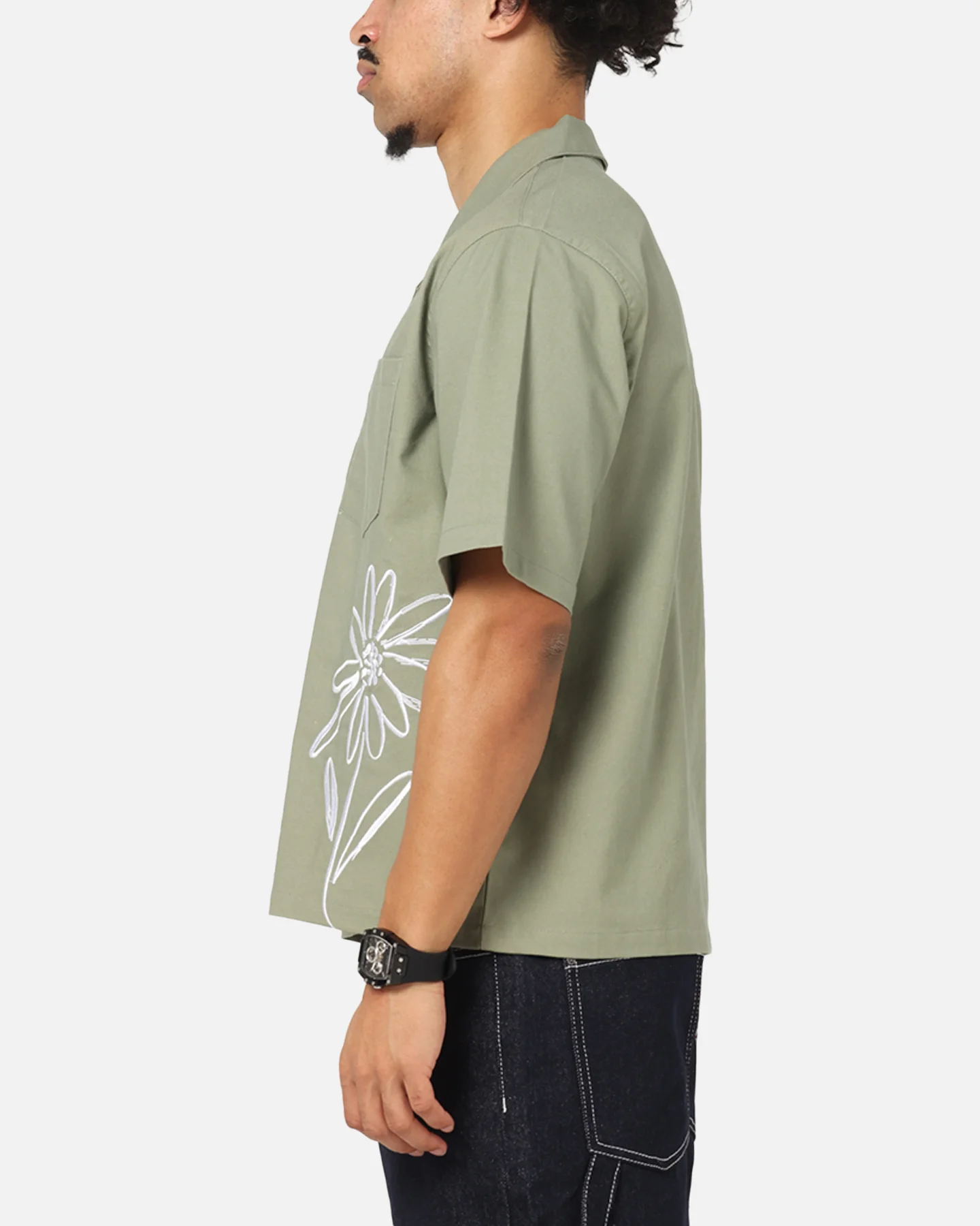 Carre Hand Picked Button Up Shirt Green - Image 5