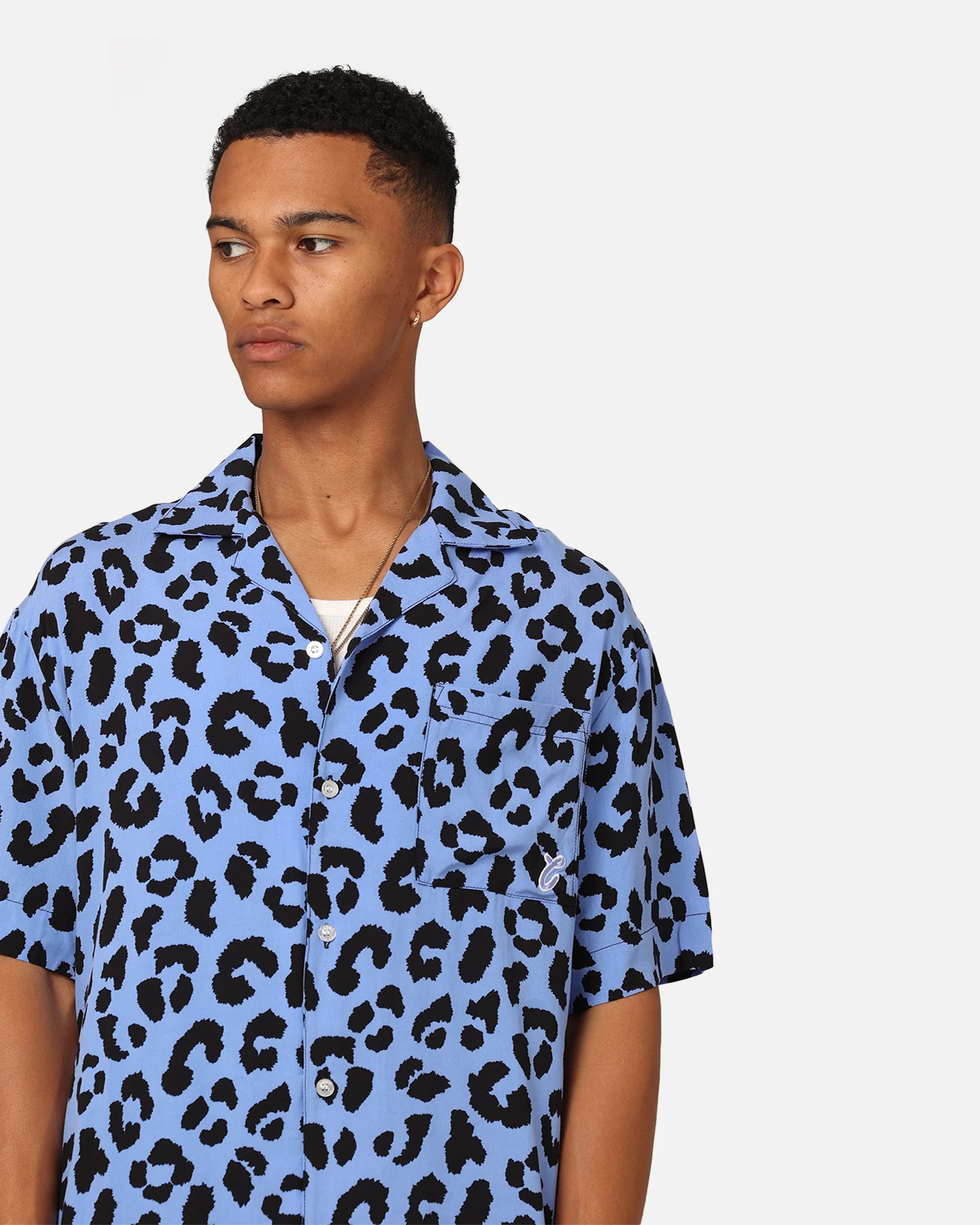 Carre Leo Short Sleeve Button Up Shirt Purple/Black - Image 7
