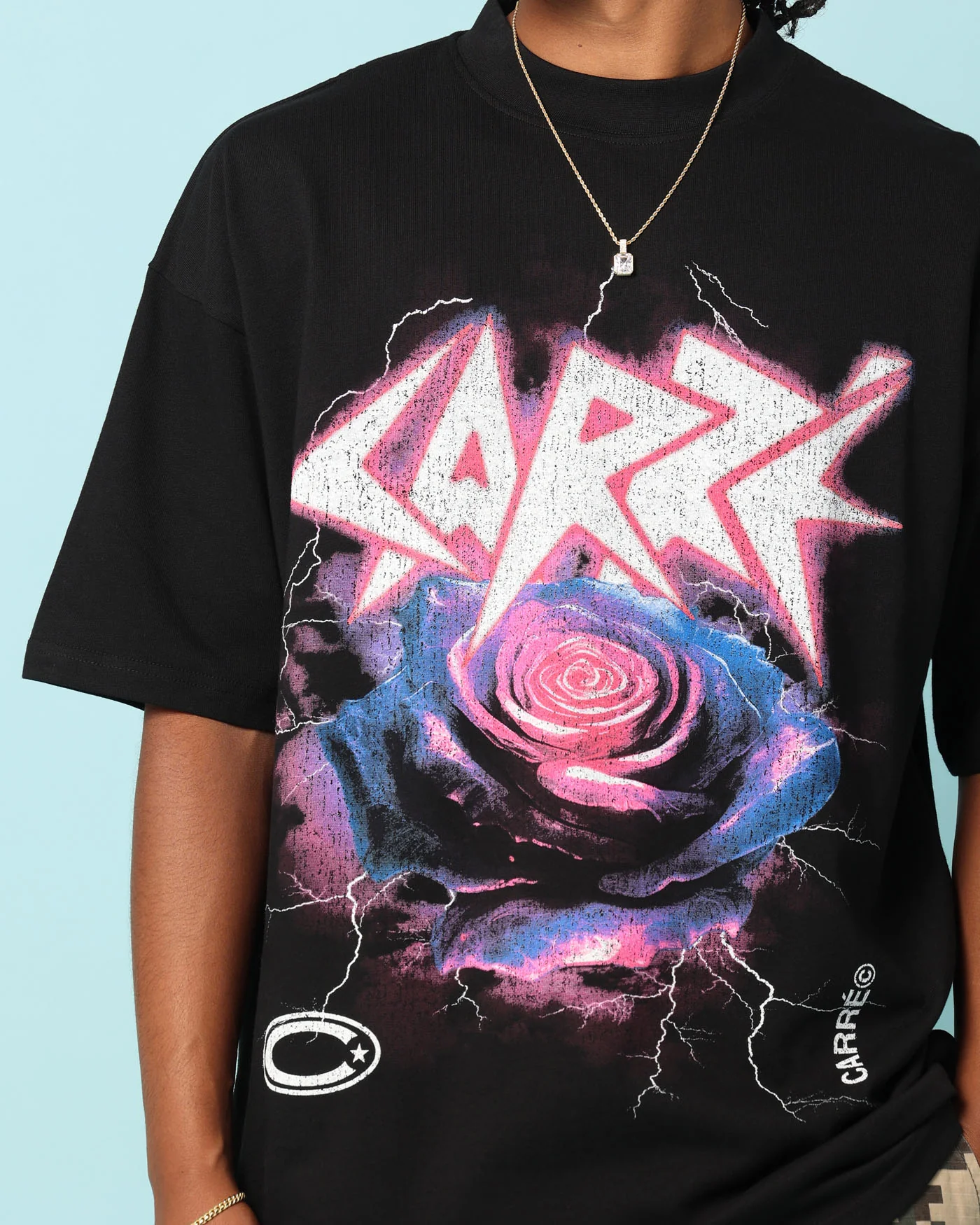 Carre Love Rose T-Shirt Black - Image 7