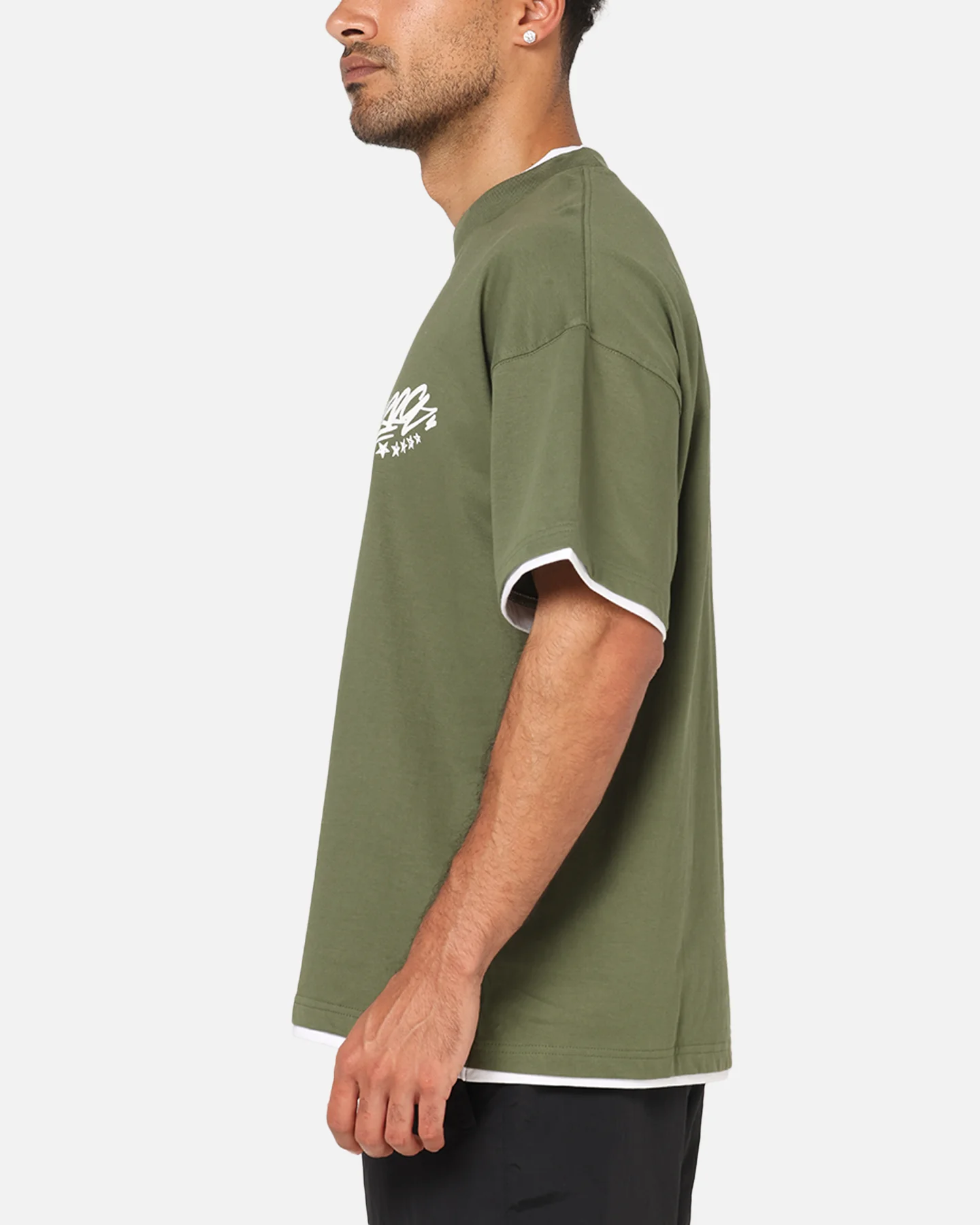Carre Motion Layered T-Shirt Green/White - Image 5