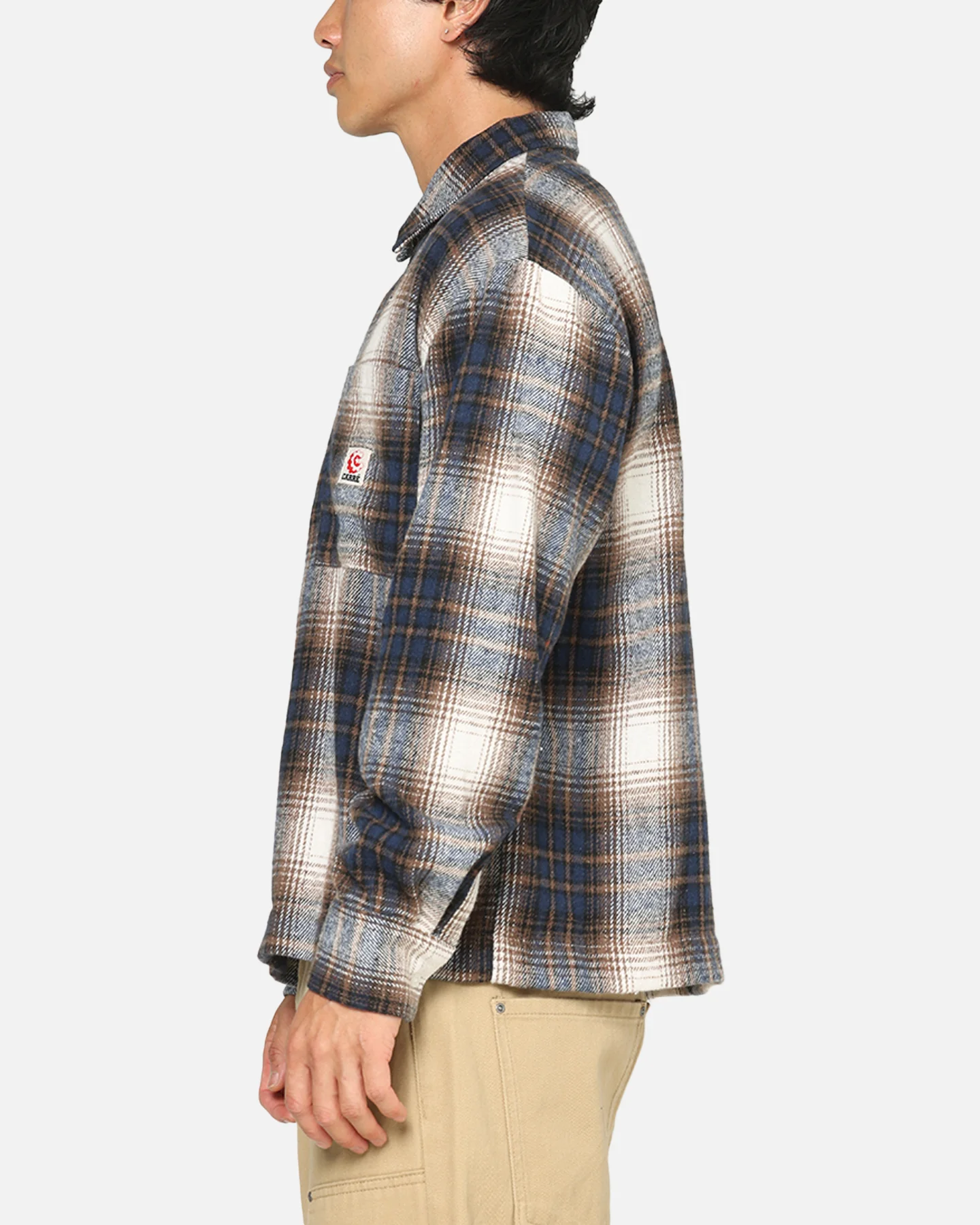 Carre Ombre Zip Up Long Sleeve Shirt Black Plaid - Image 5