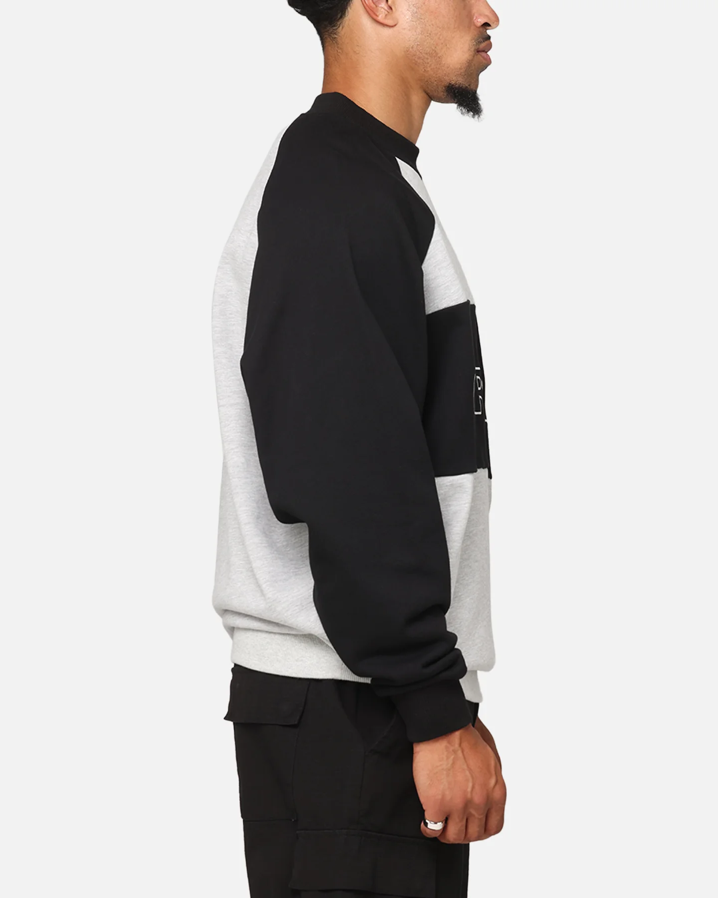 Carre Panel Raglan Crewneck Black/Grey Marle - Image 4
