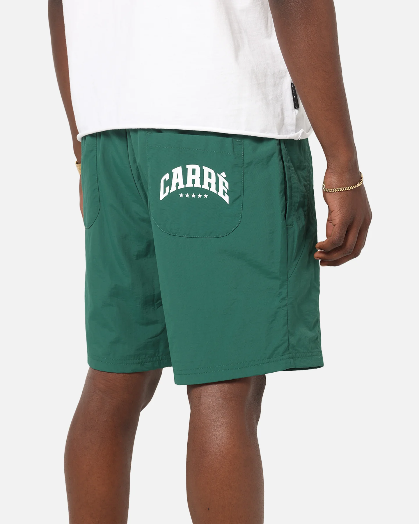 Carre Panelled Nylon Shorts Green - Image 6