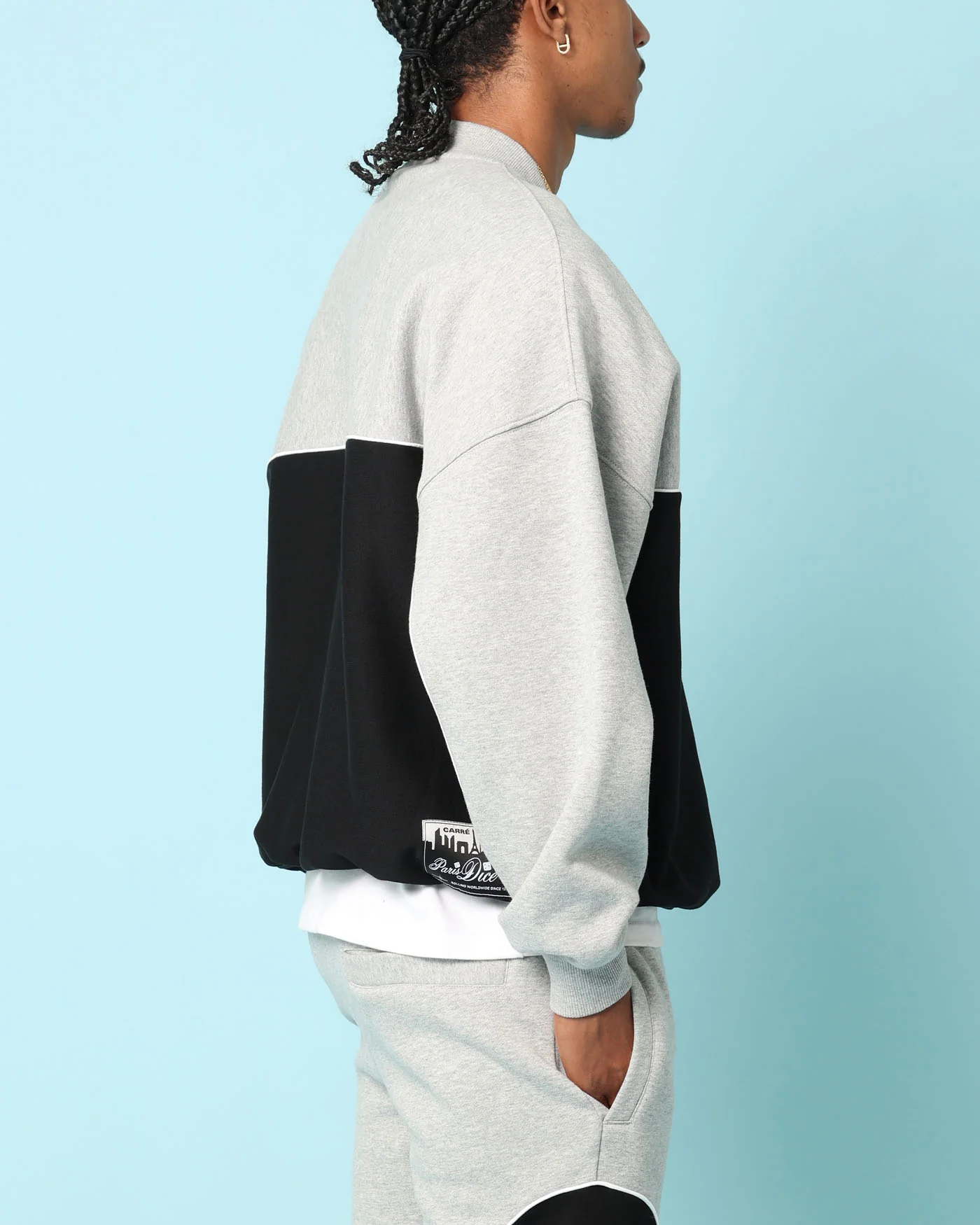 Carré Paris Dice Club Oversized Panel Crewneck Grey Marle/Black - Image 4
