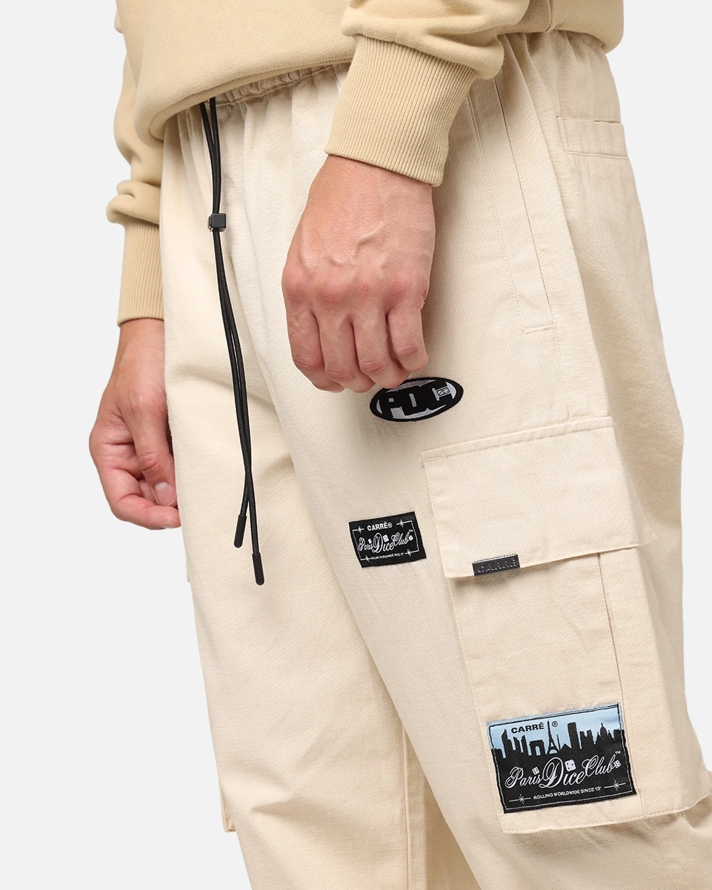 Carre Patchwork Cargo Jogger Cream - Image 3