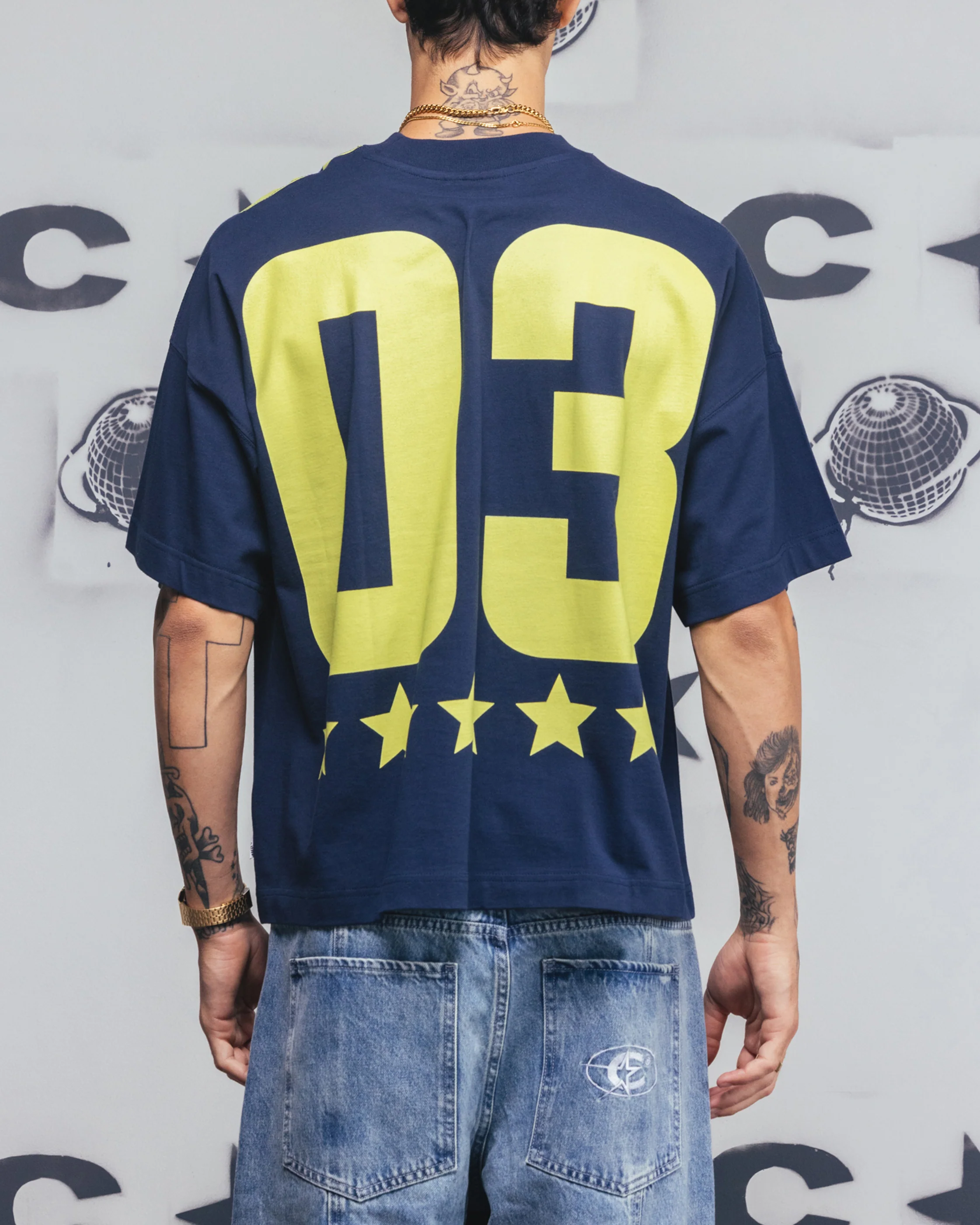 Carre Rally T-Shirt Navy/Yellow - Image 2