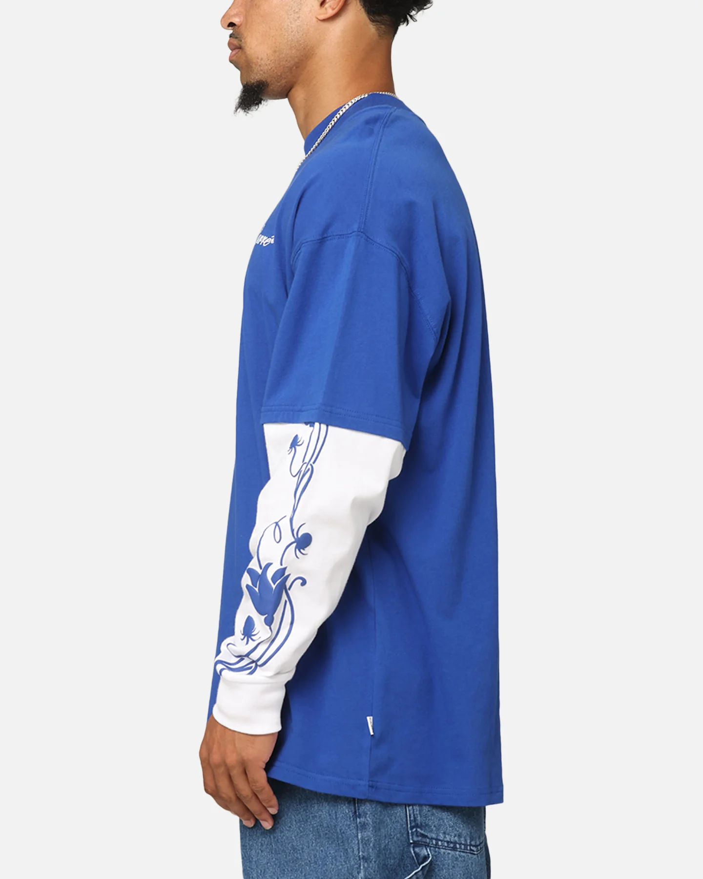 Carre Rosebowl Layered Long Sleeve T-Shirt Royal/White - Image 5