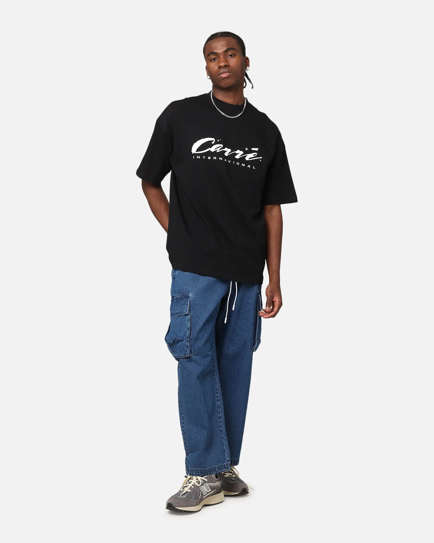 Carre Script Sport Mock Neck T-Shirt Black - Image 4