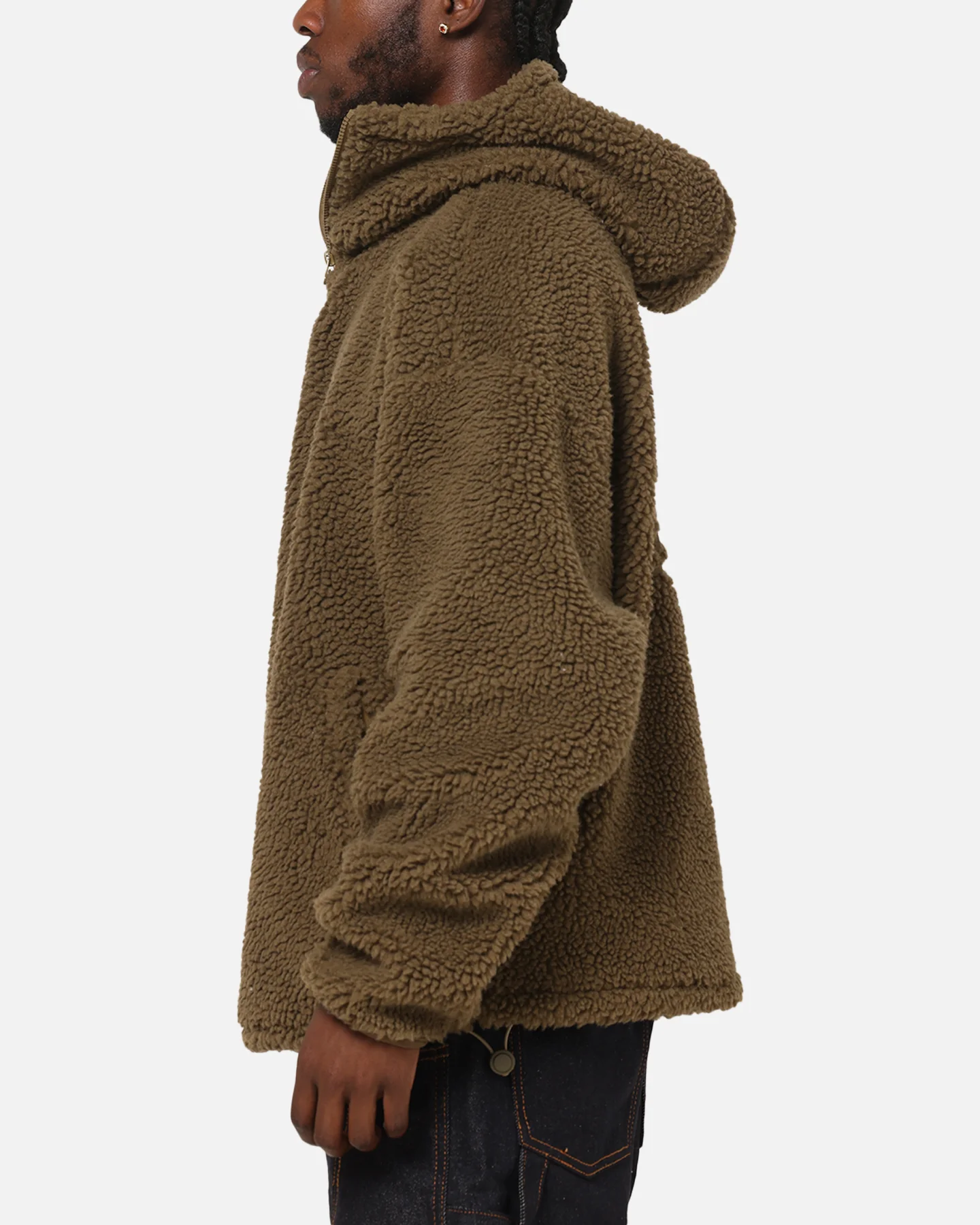 Carre Sherpa Hooded Jumper Khaki - Image 7