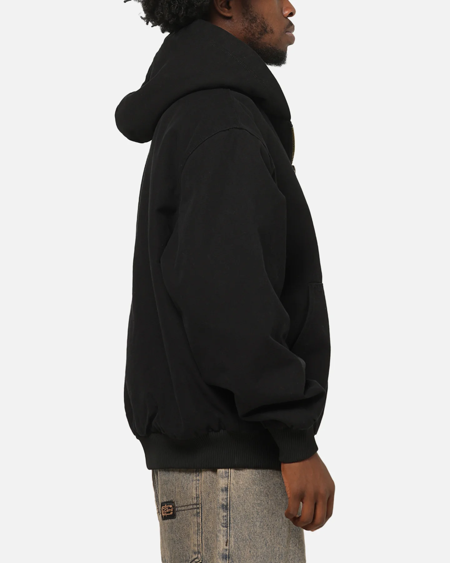 Carre Sherpa Lined Zip Hoodie Black - Image 4