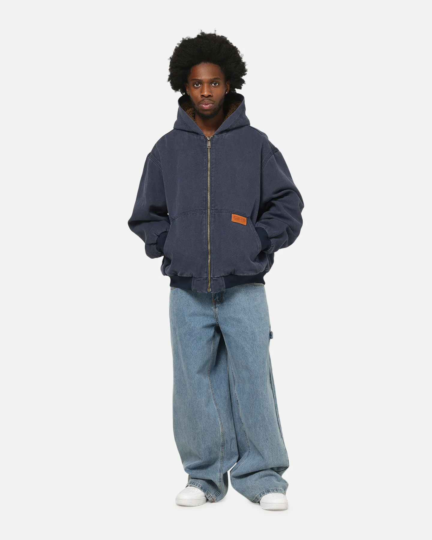 Carre Sherpa Lined Zip Hoodie Navy - Image 2